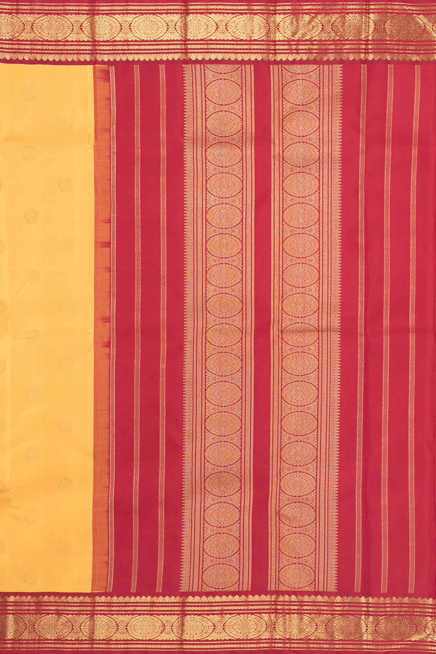 Pure Silk Pure Zari Mustard Dual Tone Kanjivaram Saree - Image 7
