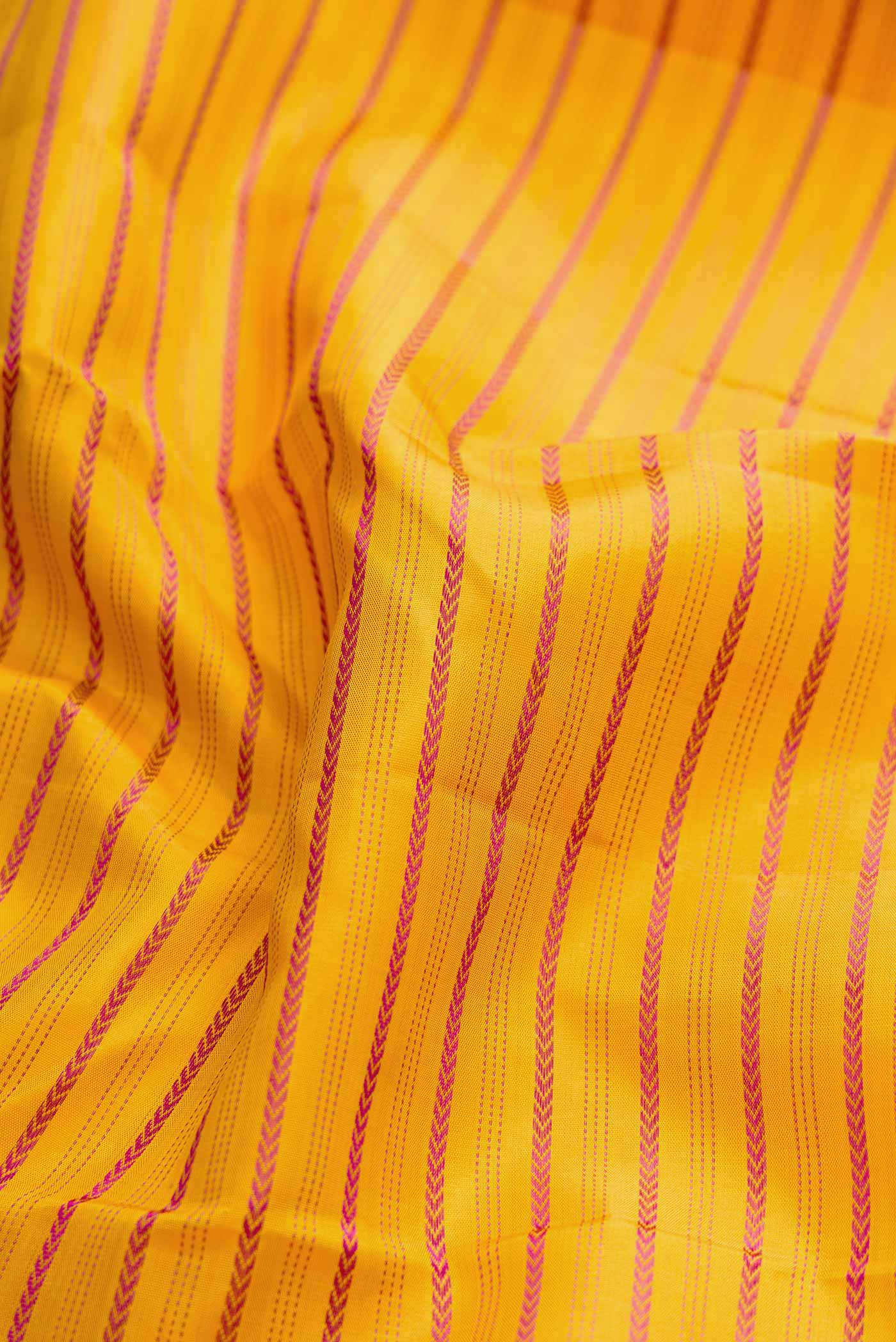Pure Silk Pure Zari Mustard Dual Tone Kanjivaram Saree - Image 2