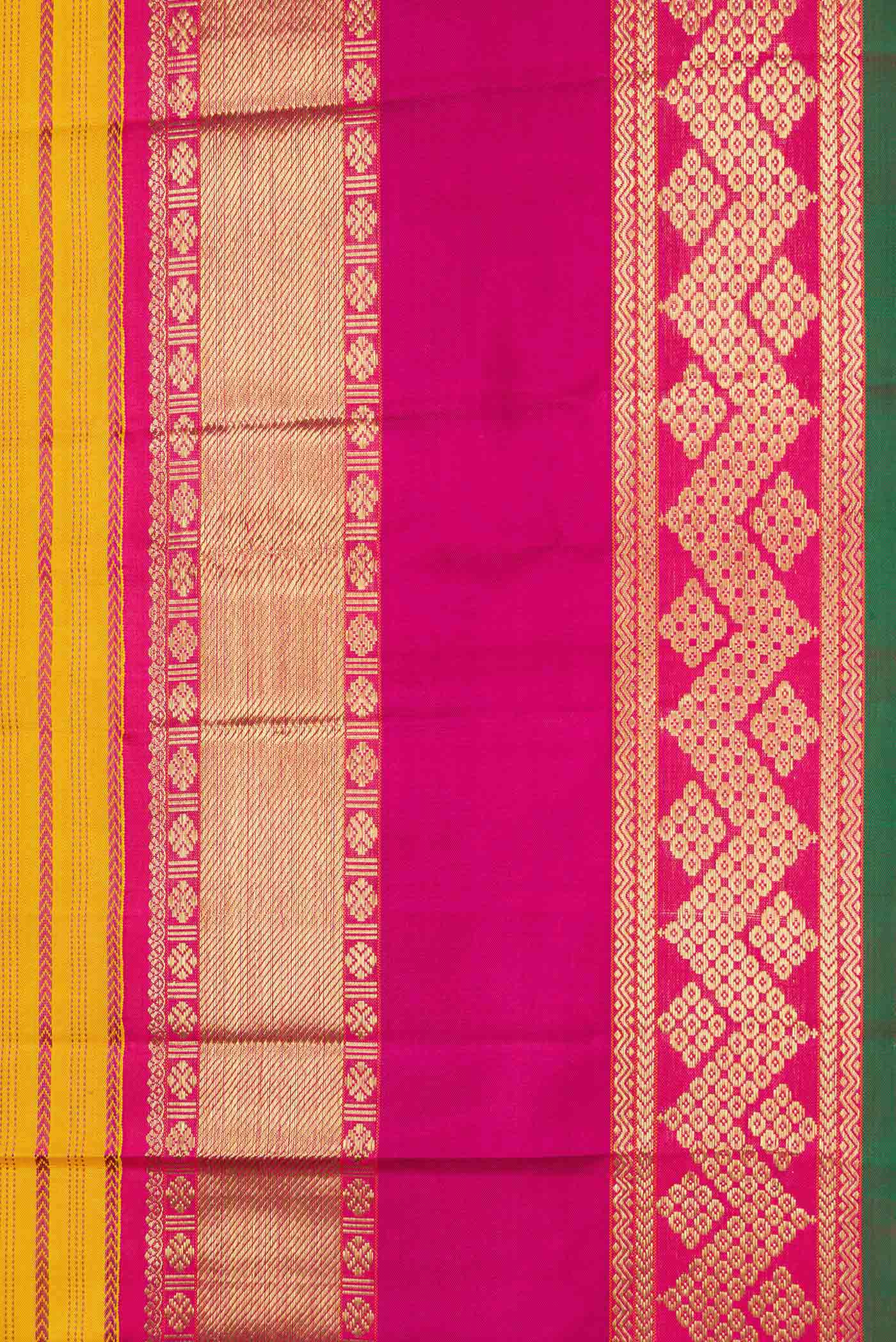 Pure Silk Pure Zari Mustard Dual Tone Kanjivaram Saree - Image 3