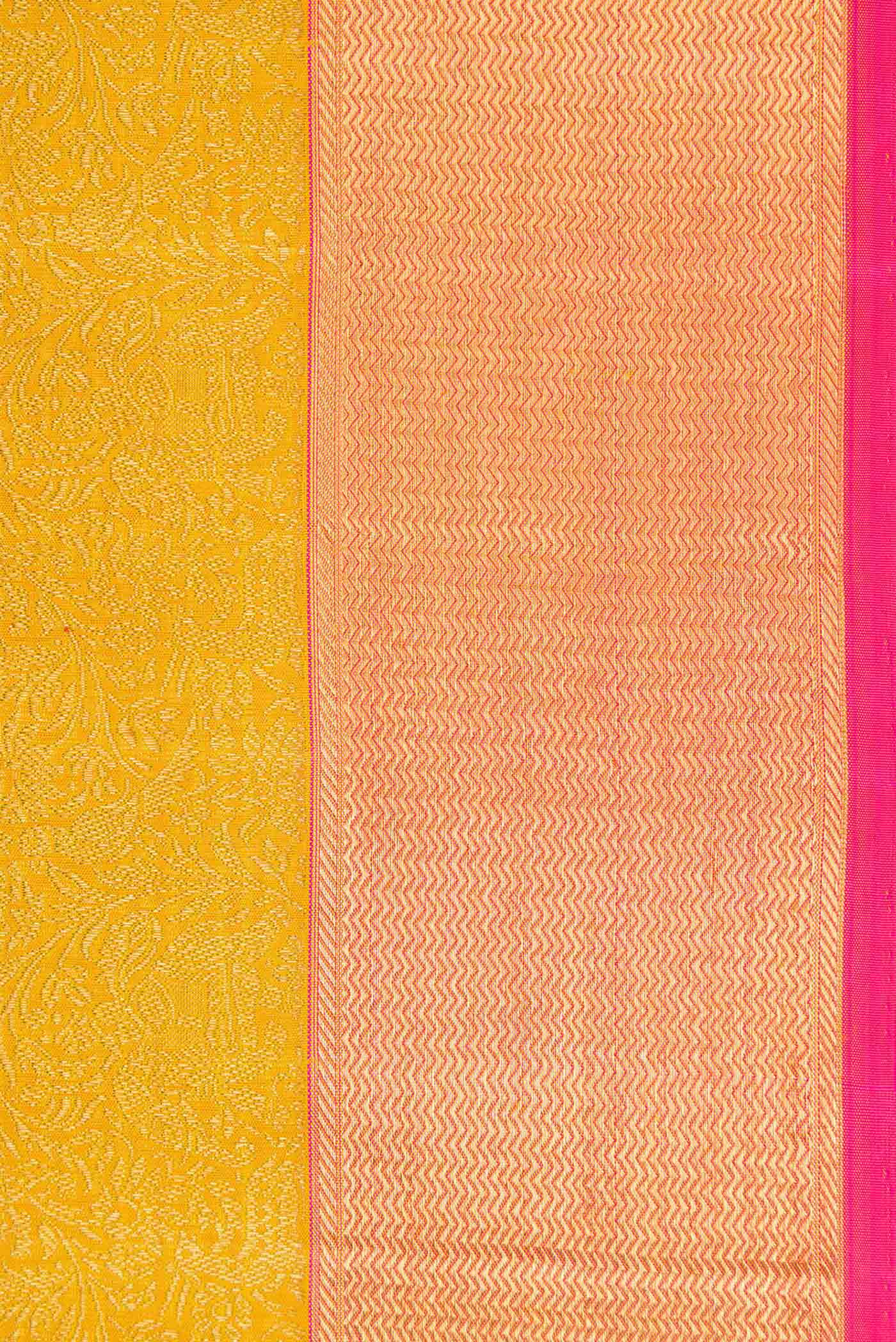 Pure Silk Pure Zari Mustard Kanjivaram Saree - Image 3