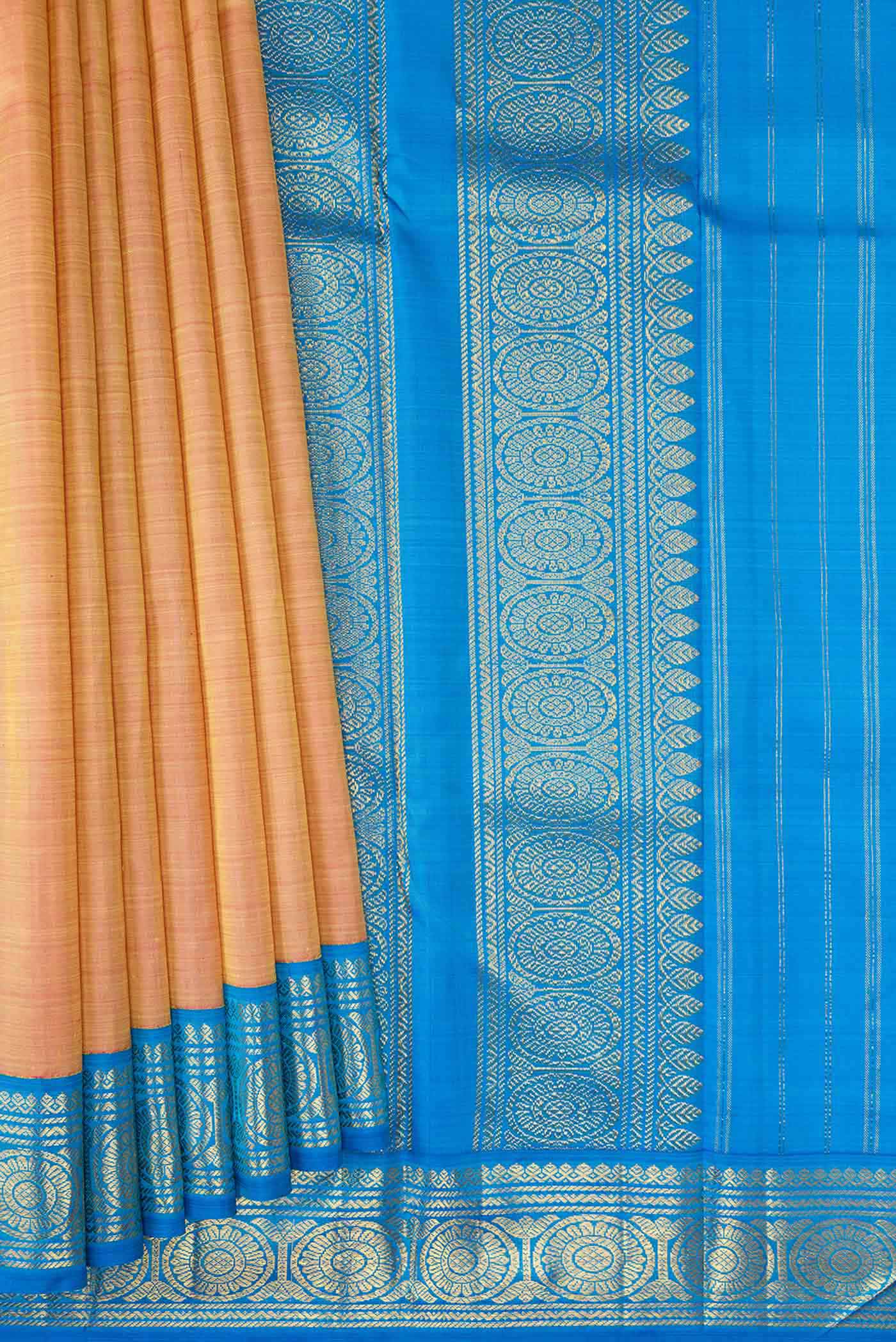 Pure Silk Pure Zari Yellow with Pink Color Kanjivaram Saree - Image 4