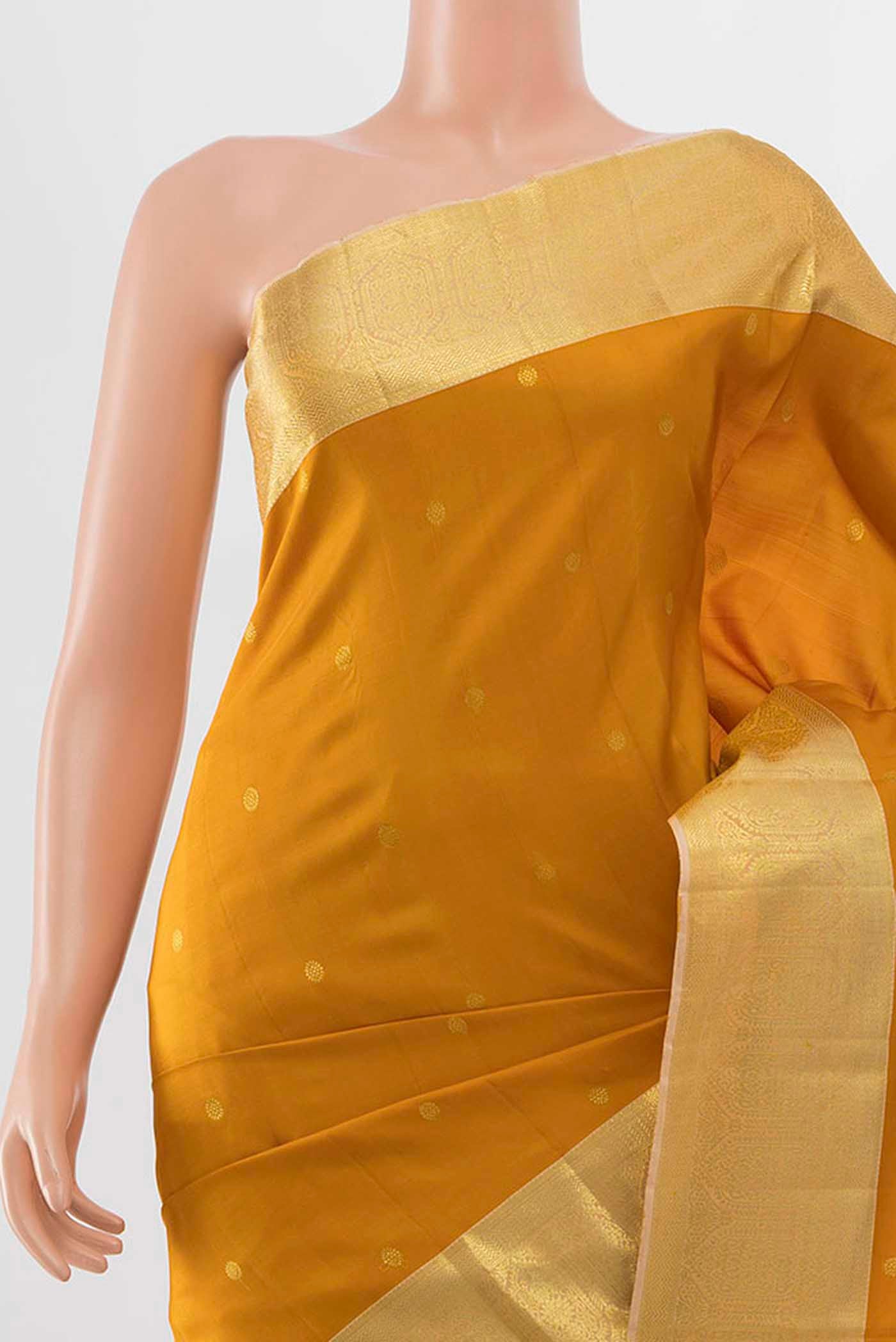 Mustard Kanchipuram Silk Saree - Image 2