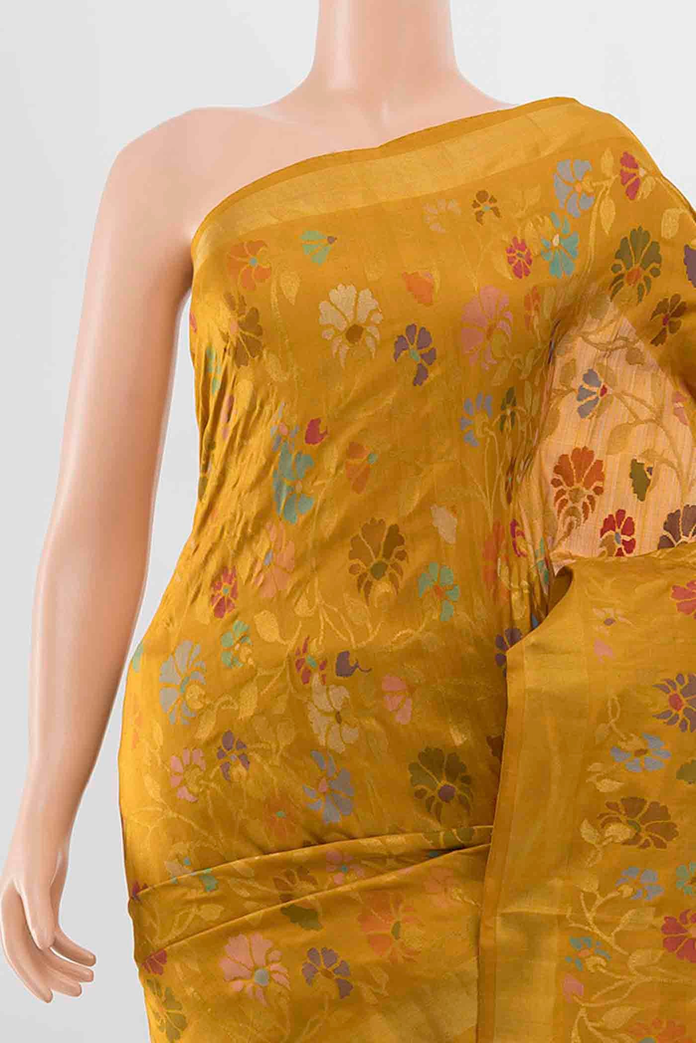 Pure Silk Pure Zari Mustard Uppada Saree - Image 2