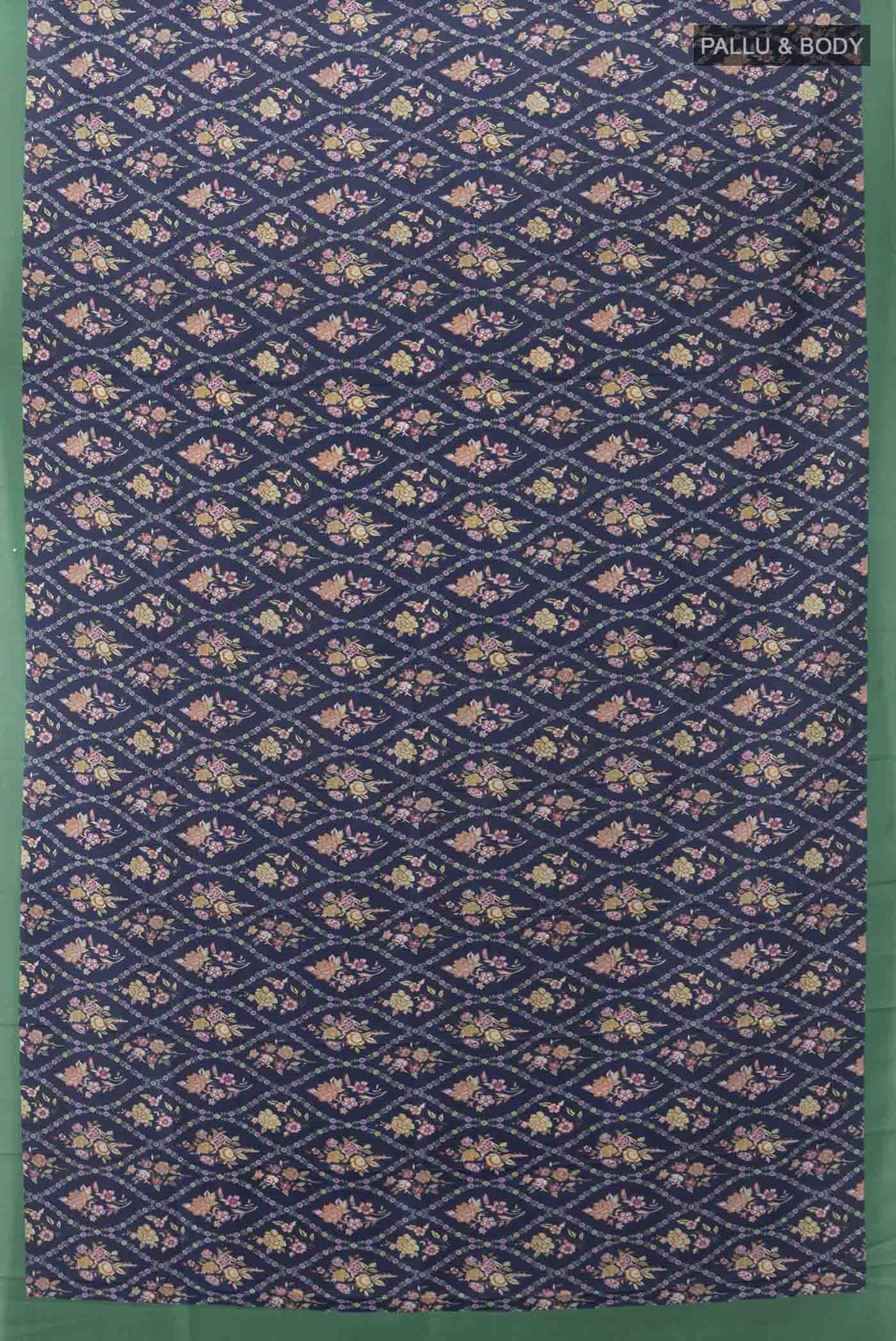 Navy Blue Printed Silk Saree - Image 5