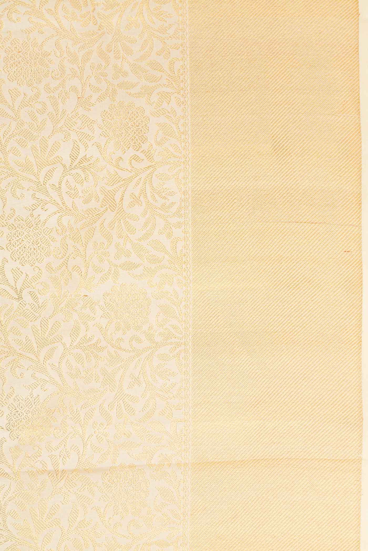 Pure Silk Pure Zari Off White Dual Tone Kanjivaram Saree - Image 3