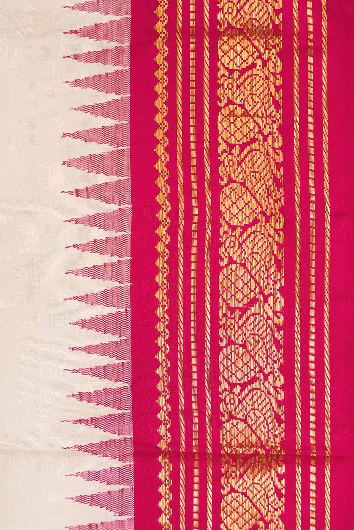 Pure Silk Pure Zari Off White Dual Tone Kanjivaram Saree - Image 3