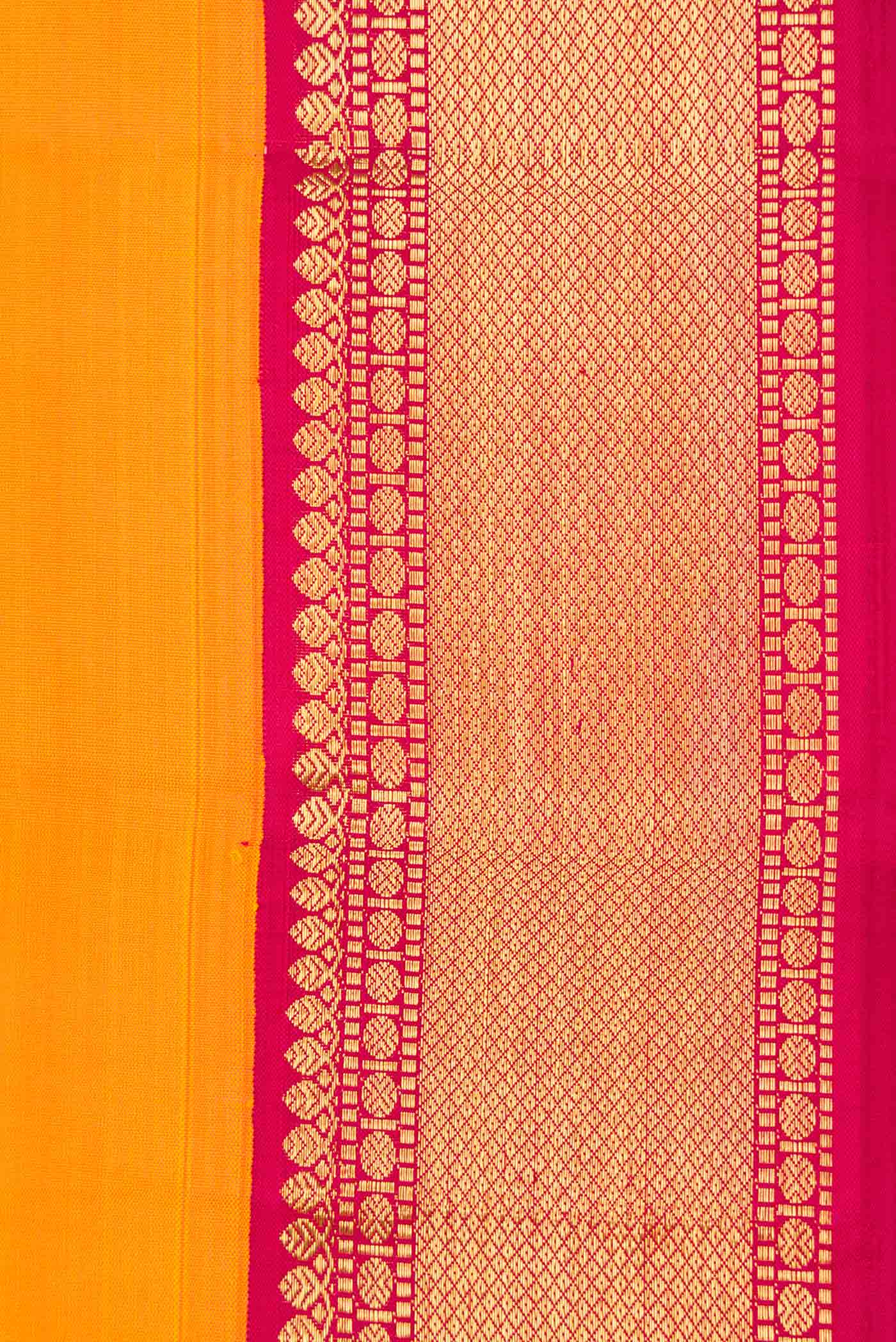Pure Silk Pure Zari Orange Dual Tone Kanchipuram Saree - Image 3