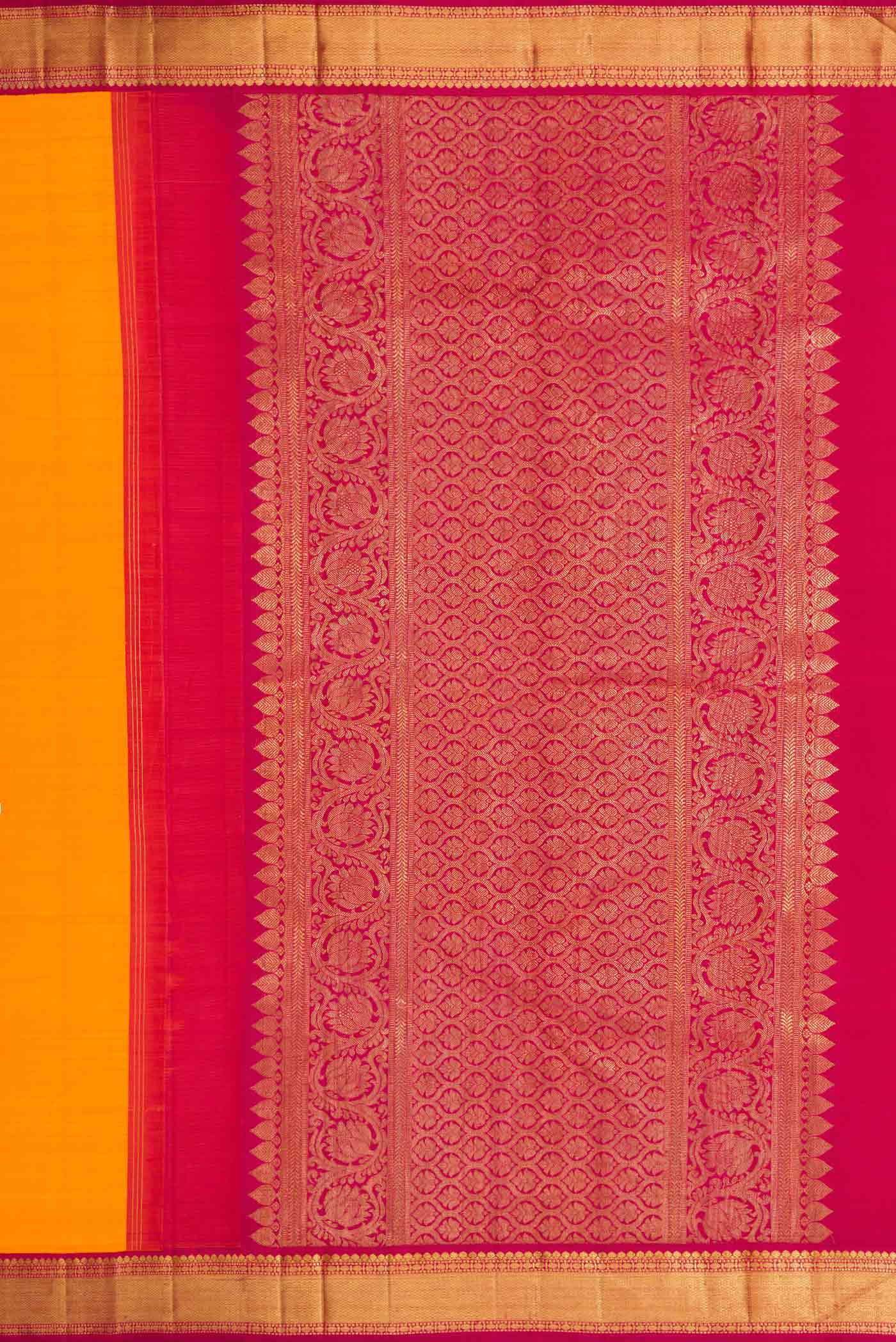 Pure Silk Pure Zari Orange Dual Tone Kanchipuram Saree - Image 7