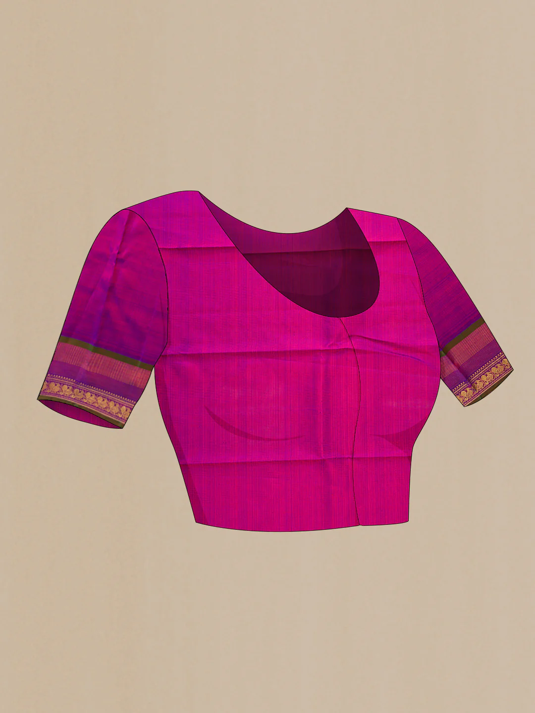Pure Silk Pure Zari Orange Dual Tone Kanchipuram Saree - Image 5