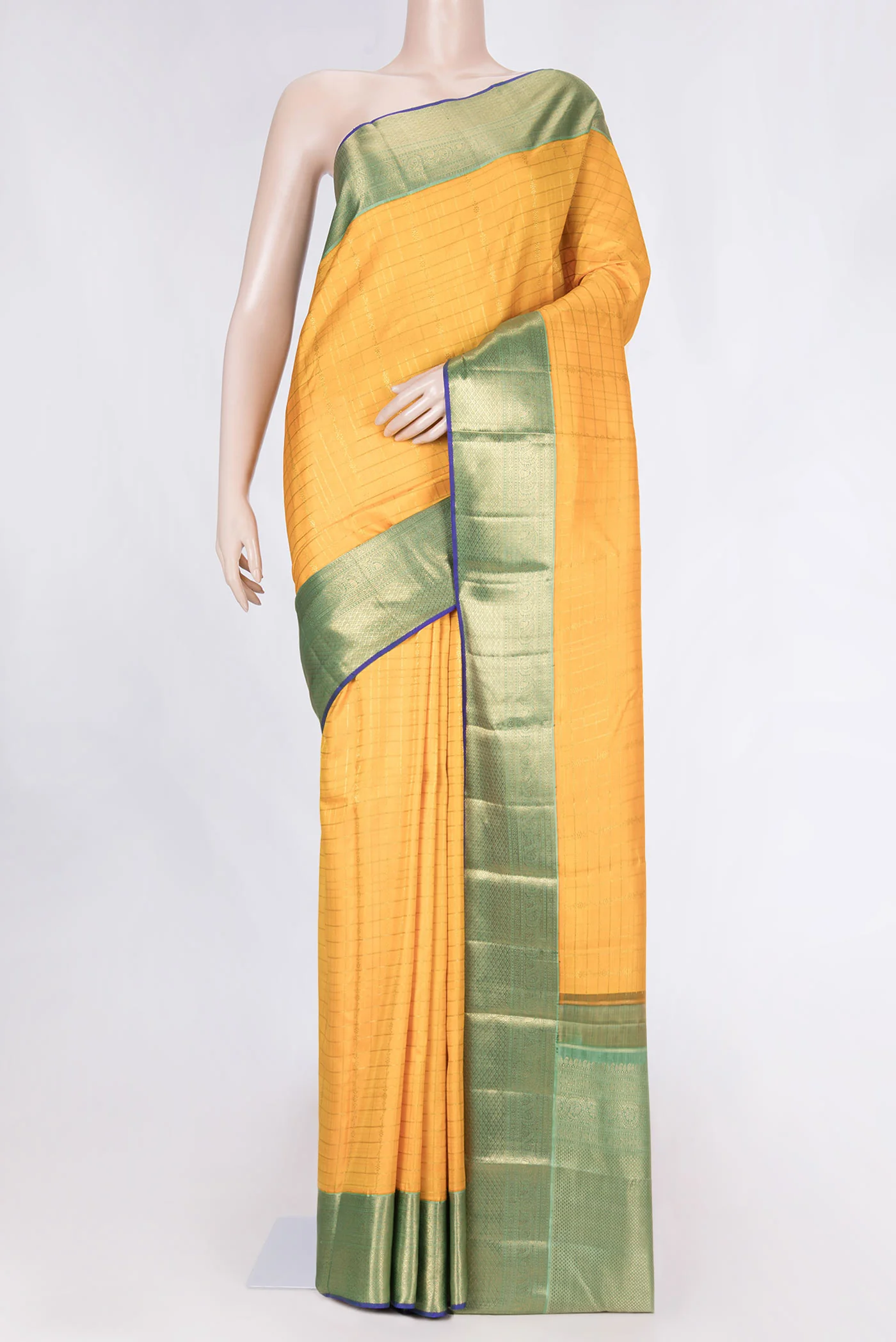 Pure Silk Pure Zari Orange Dual Tone Kanjivaram Saree