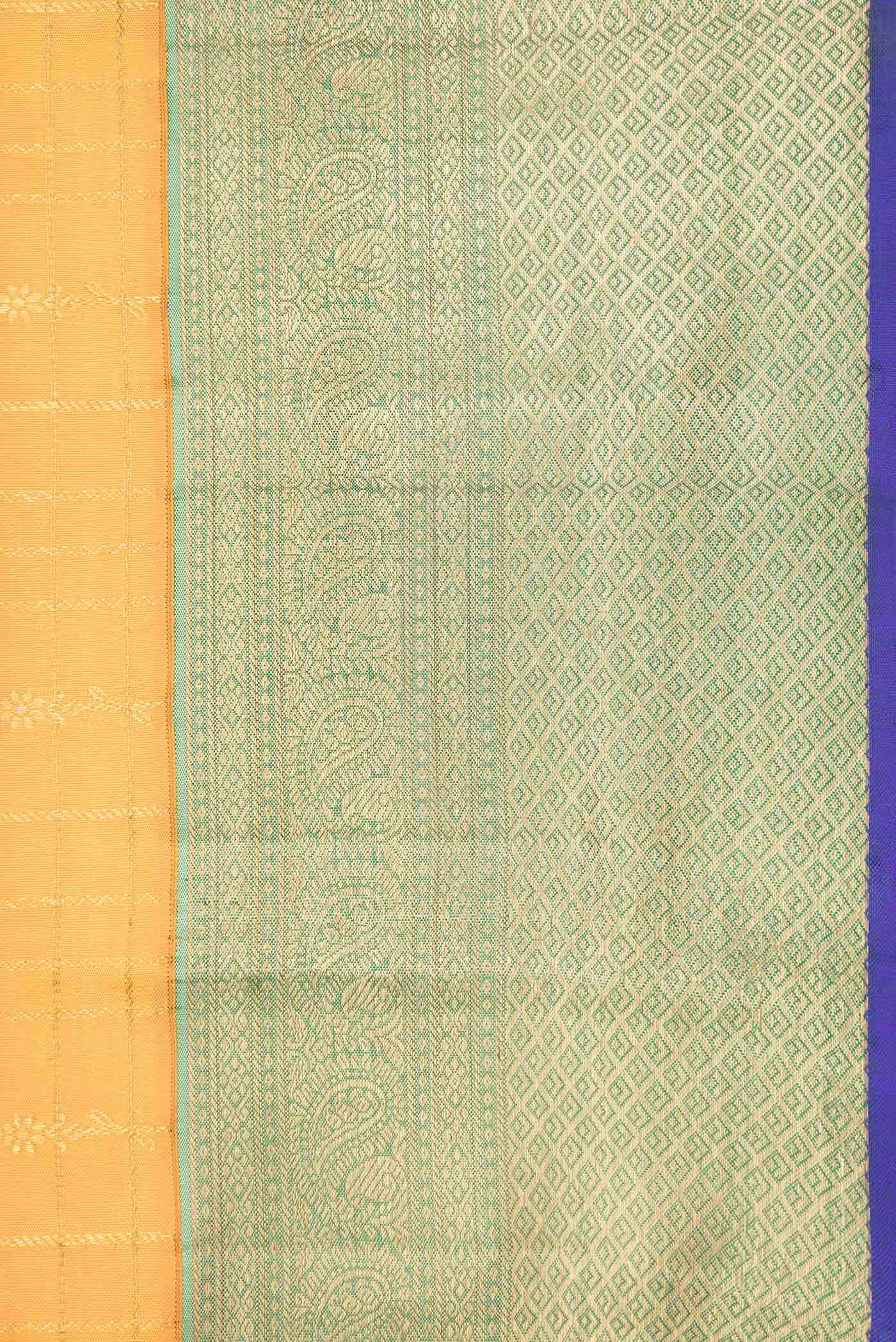 Pure Silk Pure Zari Orange Dual Tone Kanjivaram Saree - Image 3