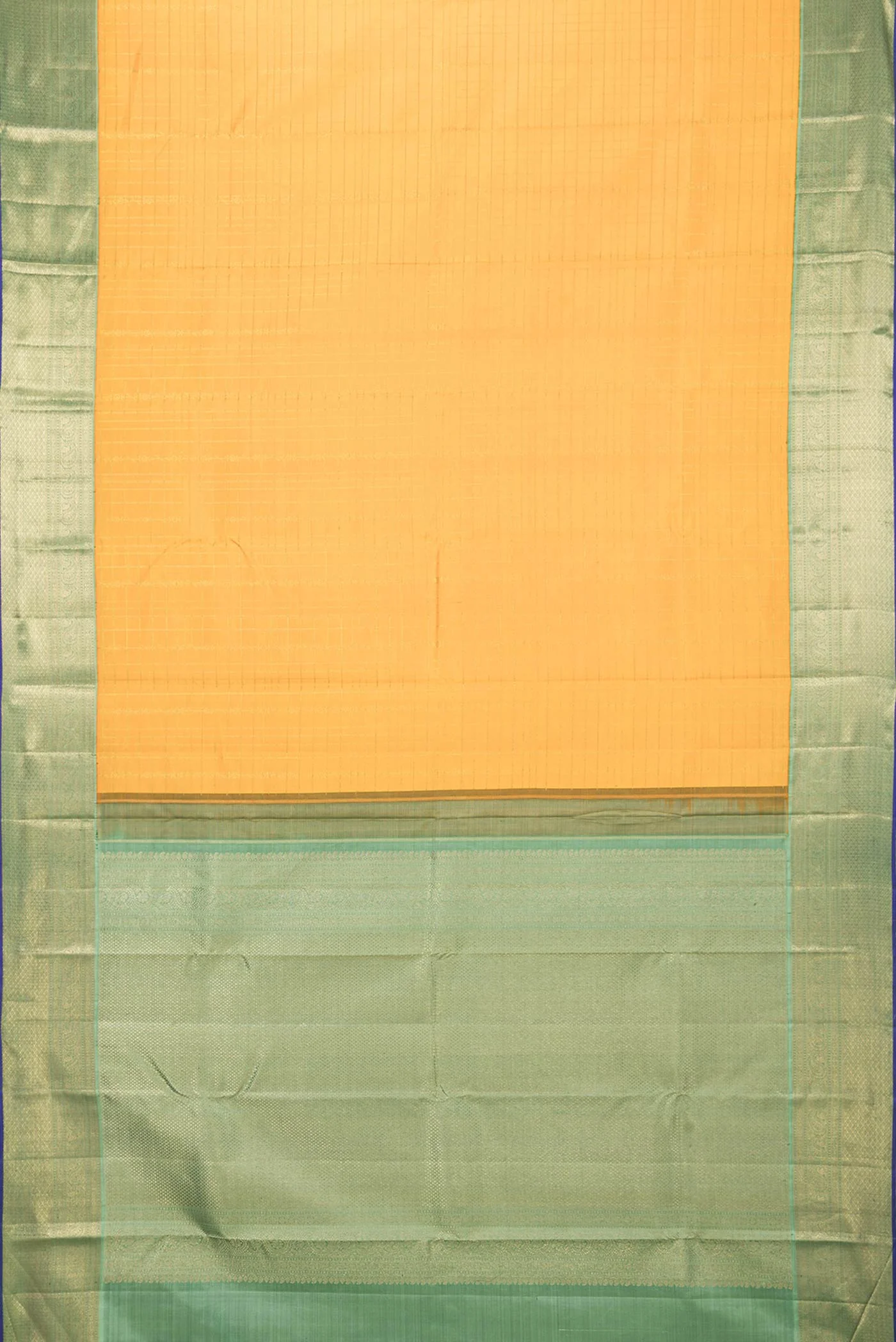 Pure Silk Pure Zari Orange Dual Tone Kanjivaram Saree - Image 6