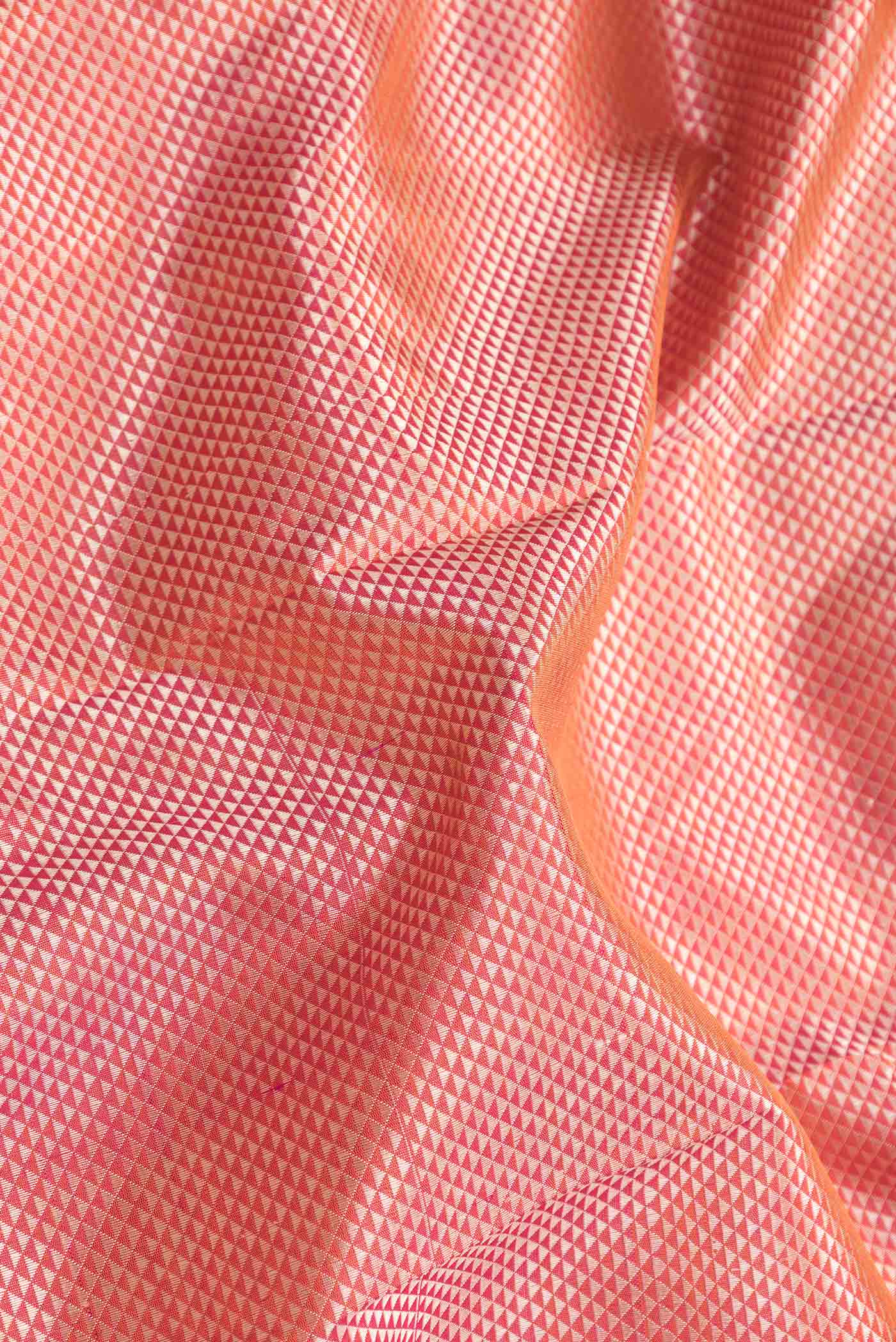Pure Silk Pure Zari Orange Dual Tone Kanchipuram Saree - Image 2