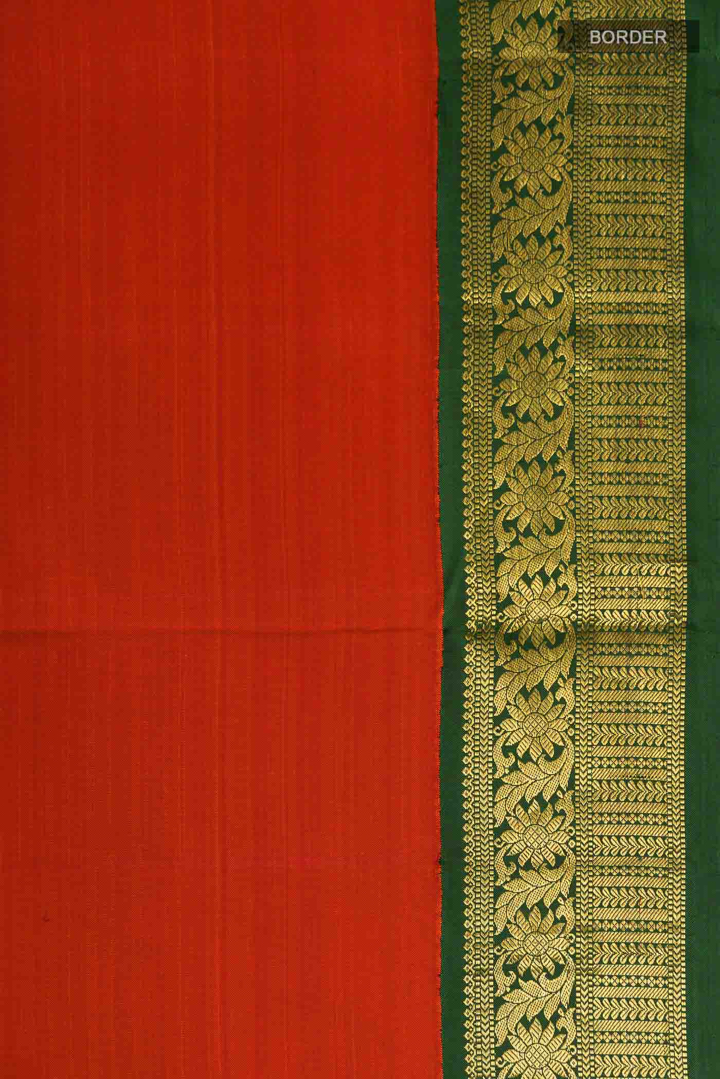 Pure Silk Pure Zari Orange Kanchipuram Nine Yards Saree - Image 3