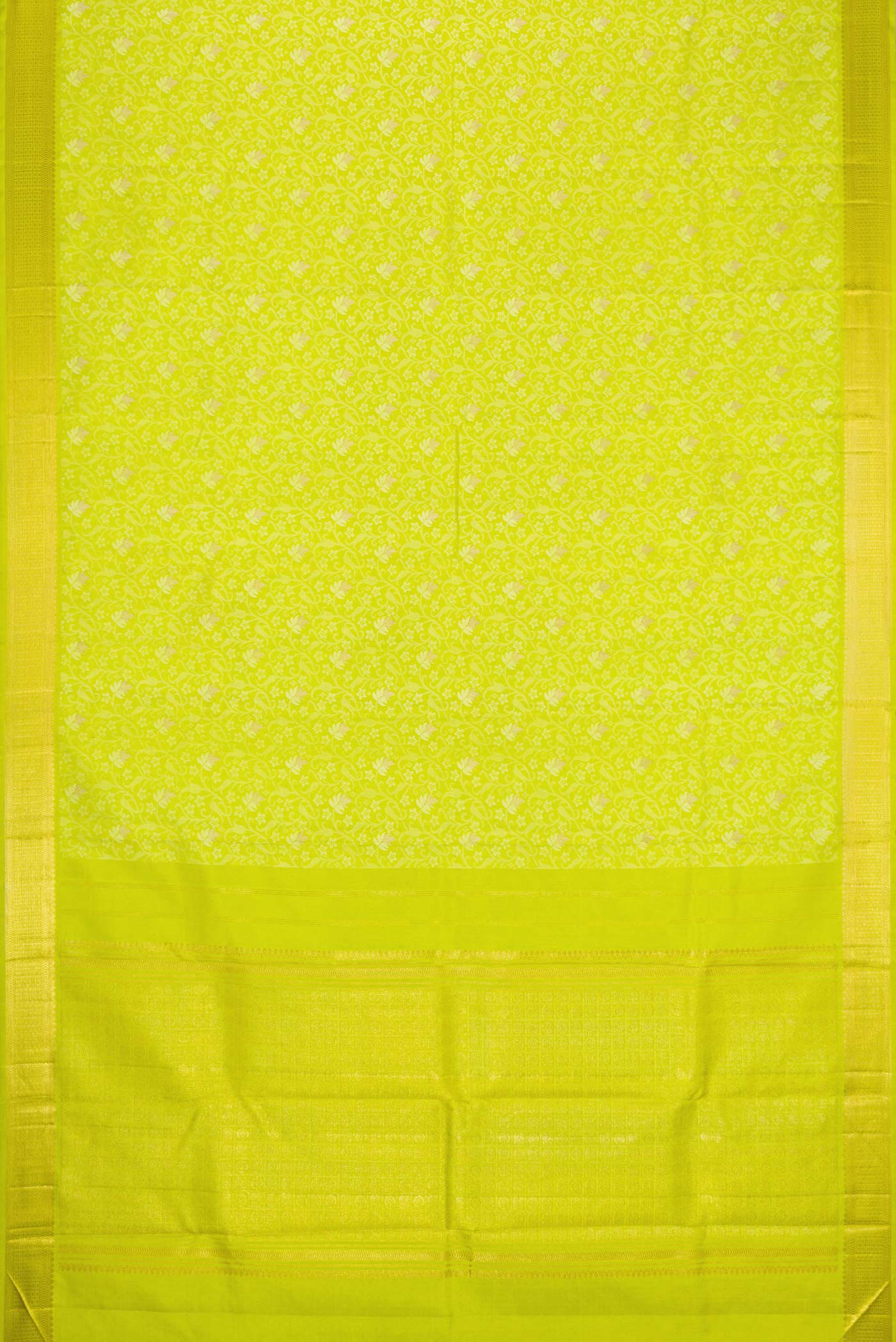 Pure Silk Pure Zari Parrot Green Kanchipuram Saree - Image 6