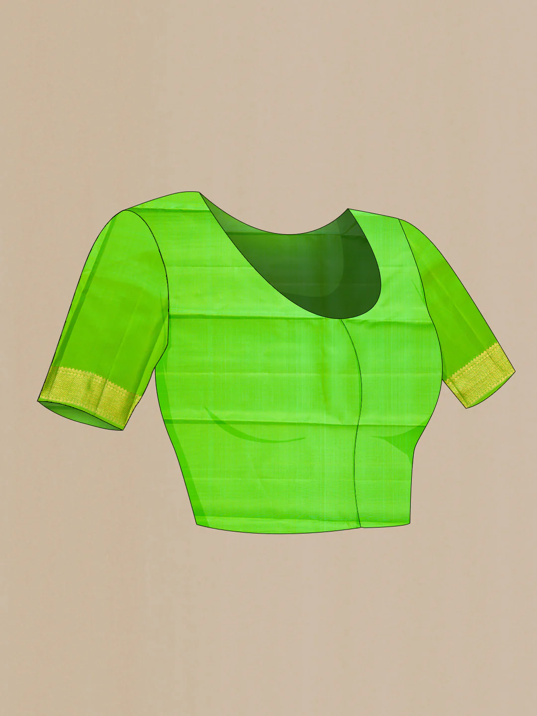 Pure Silk Pure Zari Parrot Green Dual Tone Kanjivaram Saree - Image 5