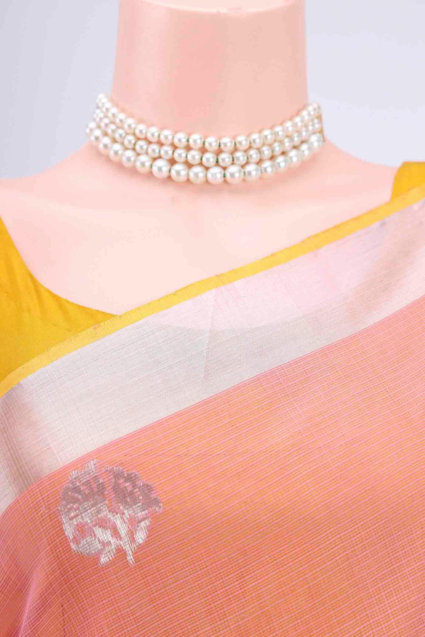 Pure Silk Pure Zari Rose pink Kota Saree - Image 2