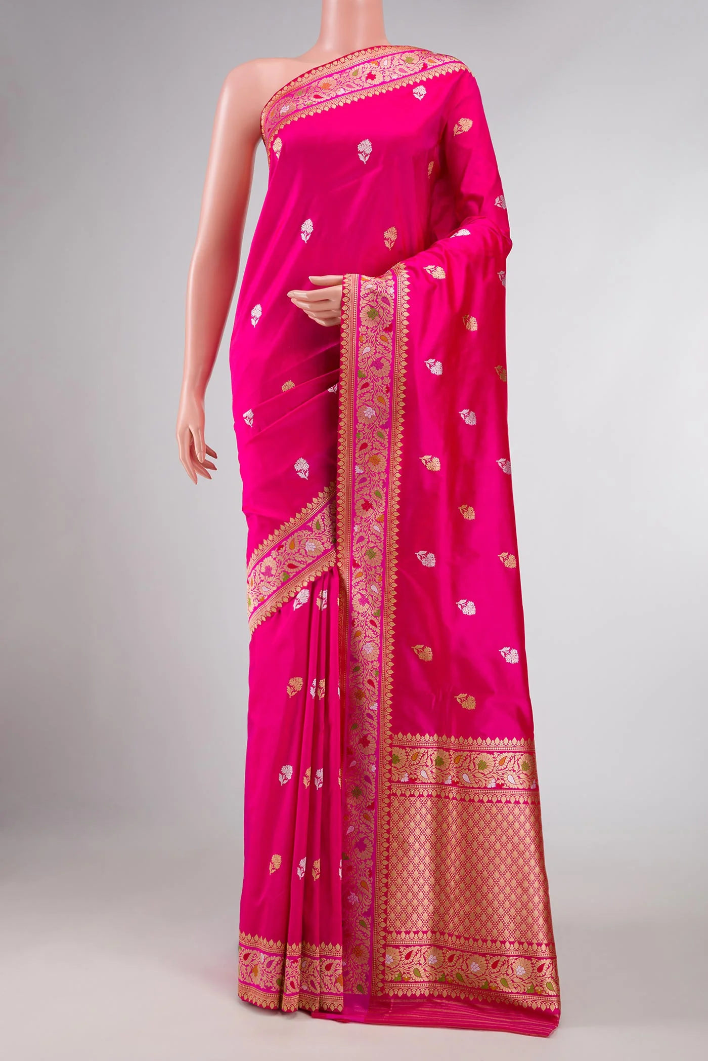 Pure Silk Pure Zari Pink Dual Tone Banarasi Saree