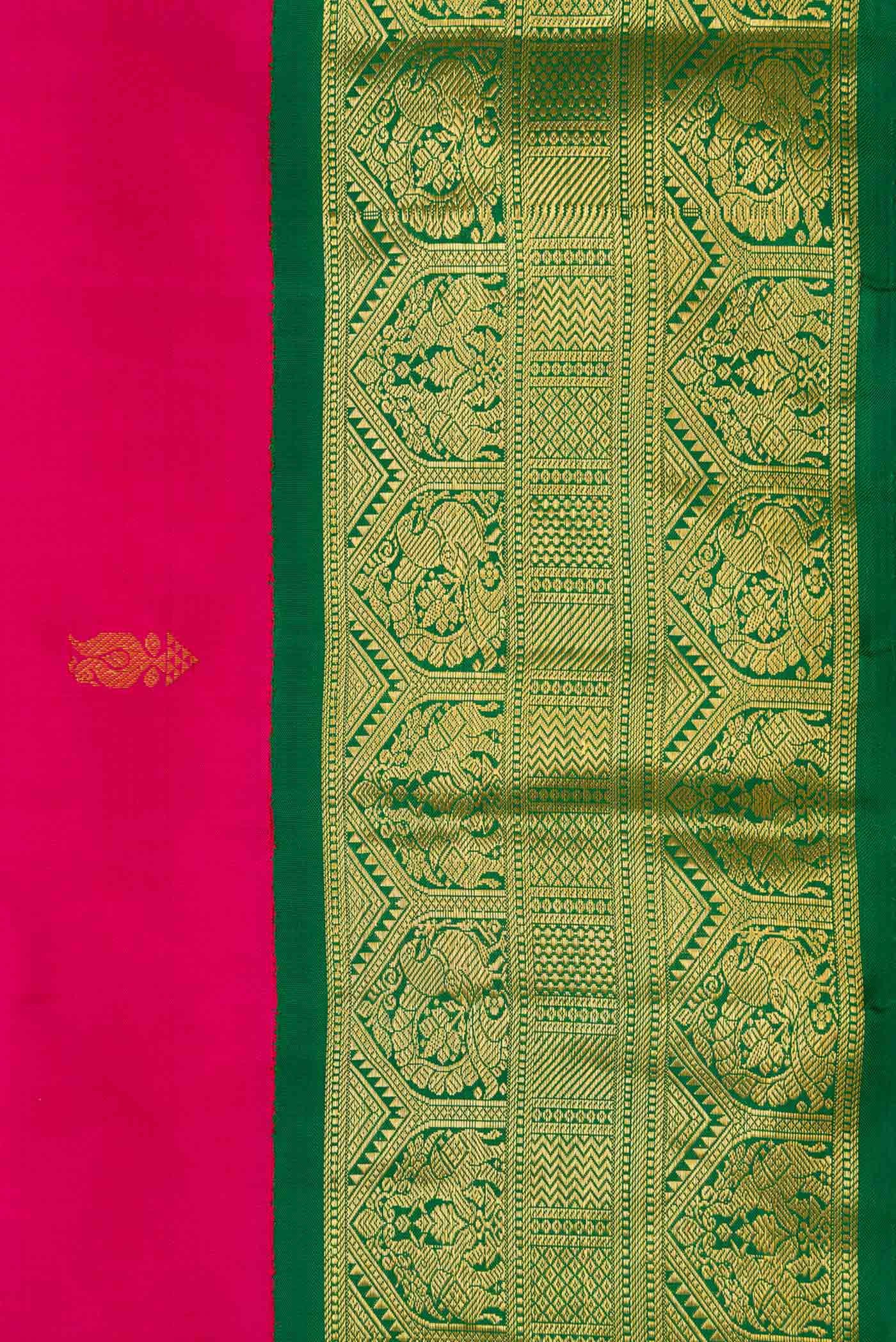 Pure Silk Pure Zari Pink Dual Tone Kanjivaram Saree - Image 3