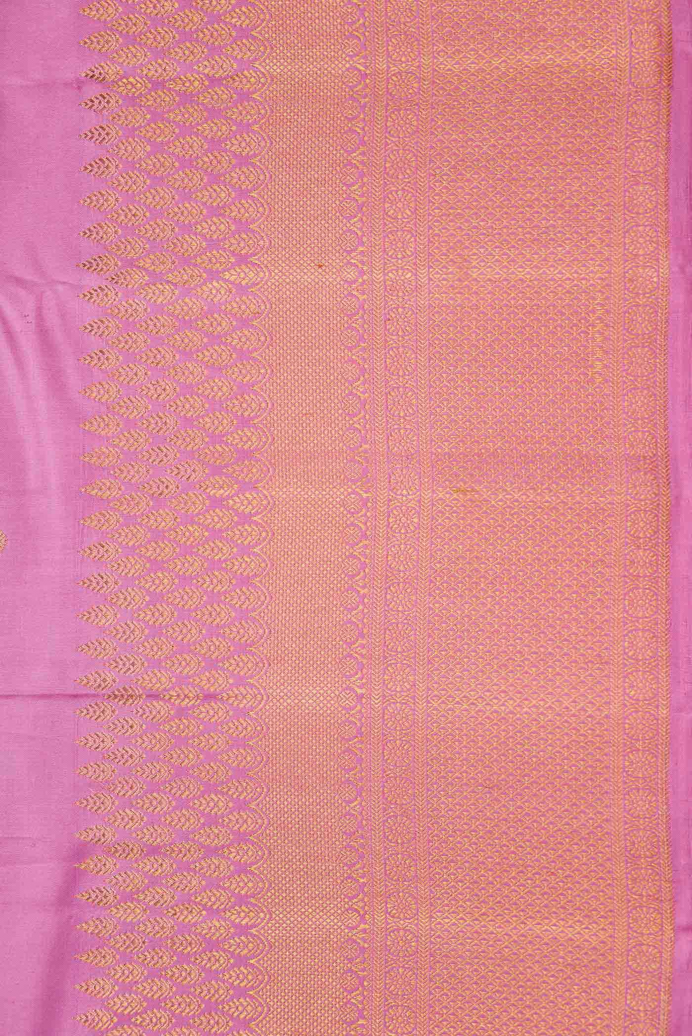 Pure Silk Pure Zari Pink Dual Tone Kanjivaram Saree - Image 3