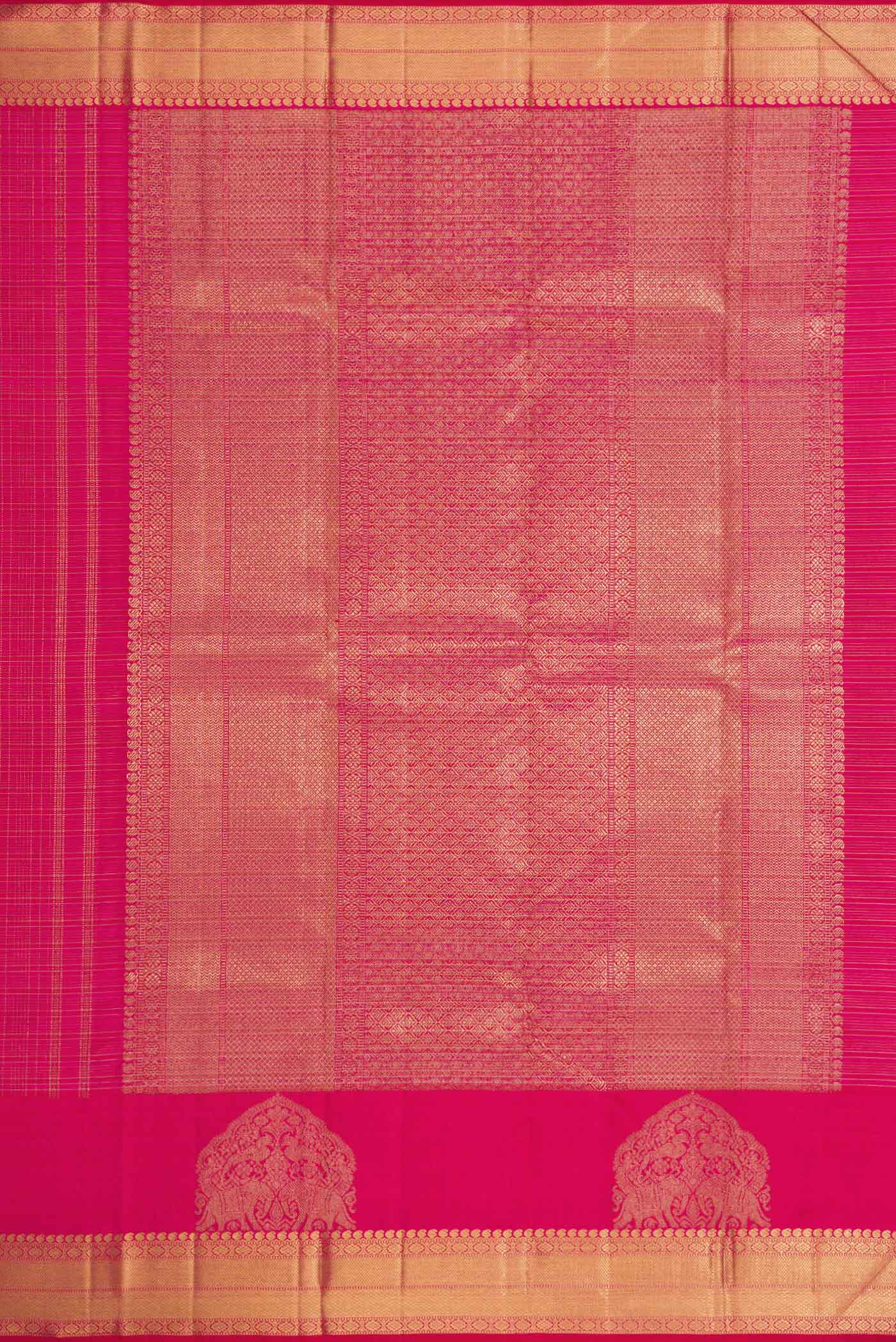 Pure Silk Pure Zari Pink Dual Tone Kanjivaram Saree - Image 7