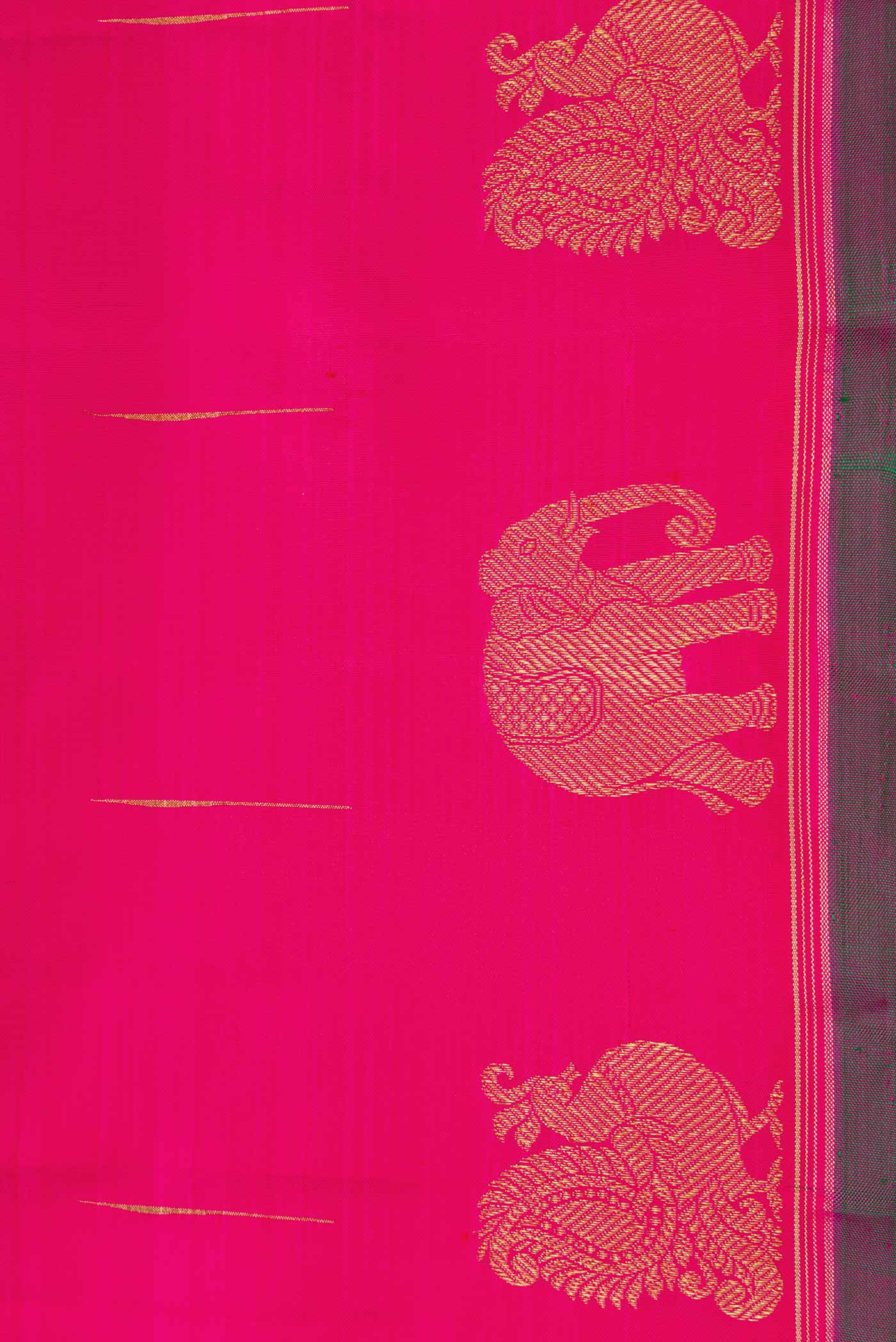 Pure Silk Pure Zari Pink Dual Tone Kanchipuram Saree - Image 3