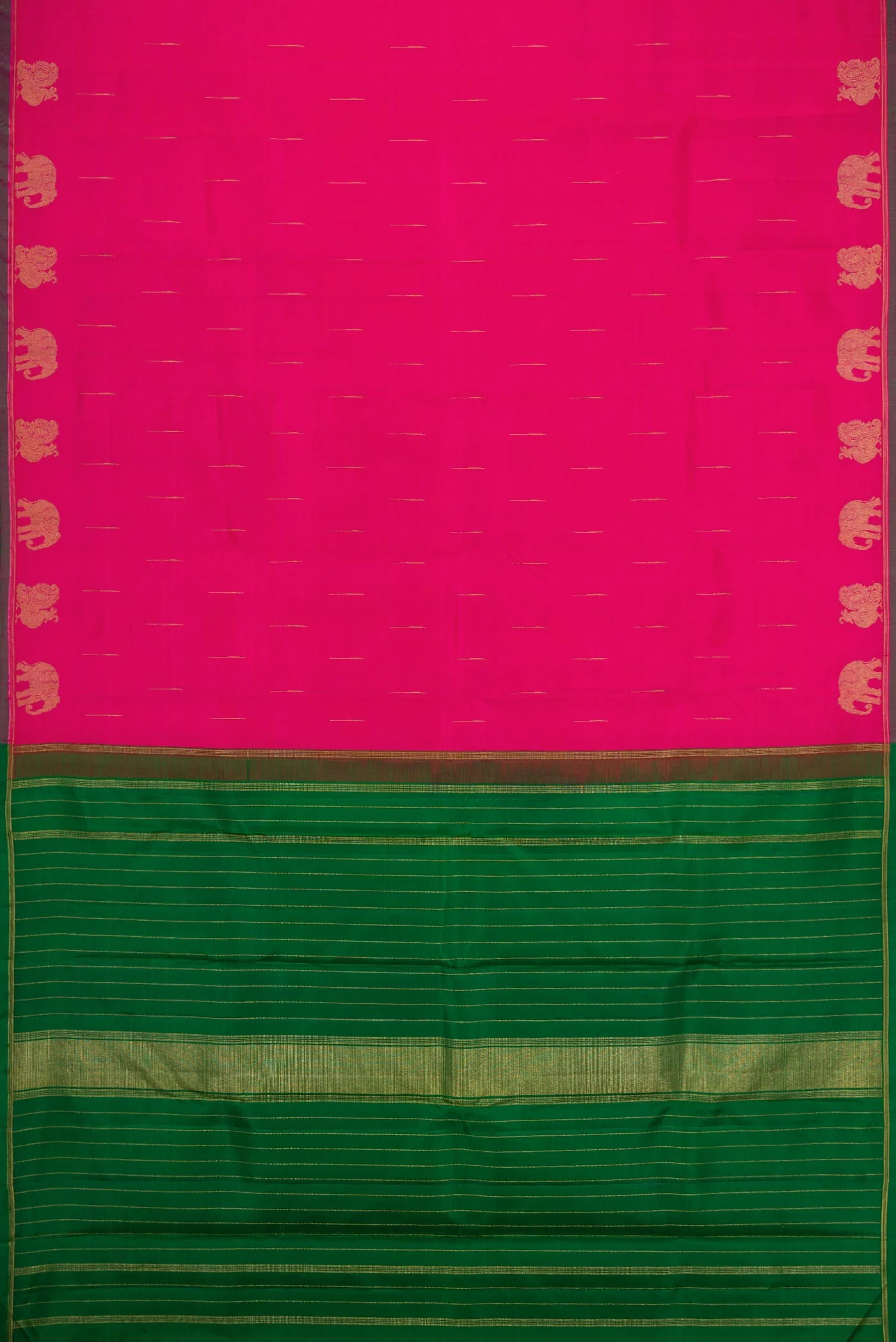 Pure Silk Pure Zari Pink Dual Tone Kanchipuram Saree - Image 6