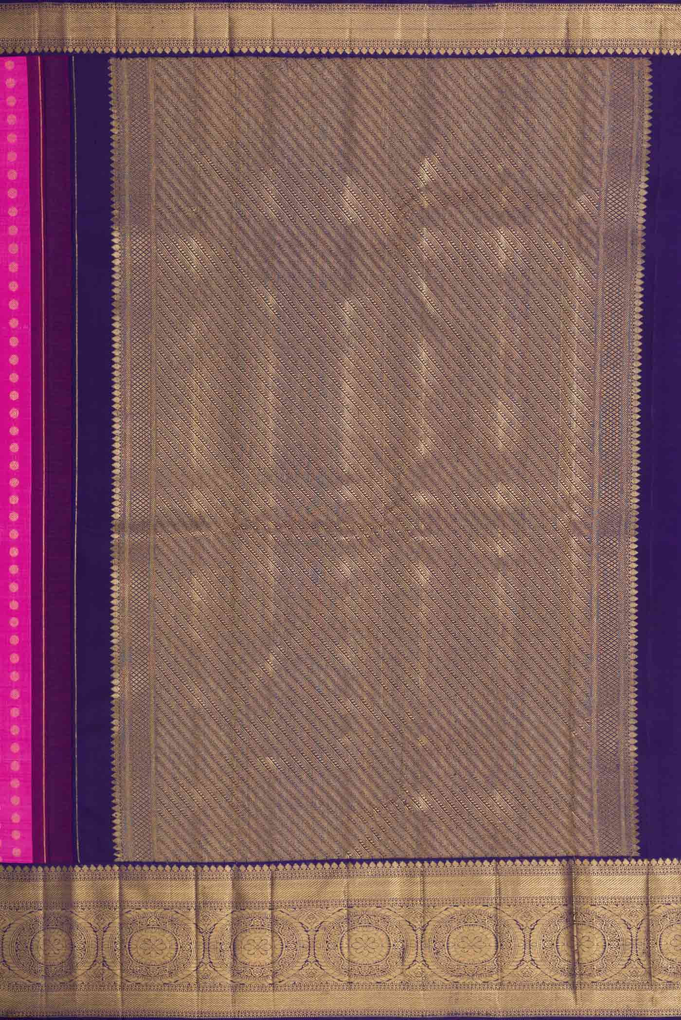 Pure Silk Pure Zari Pink Dual Tone Kanjivaram Saree - Image 7