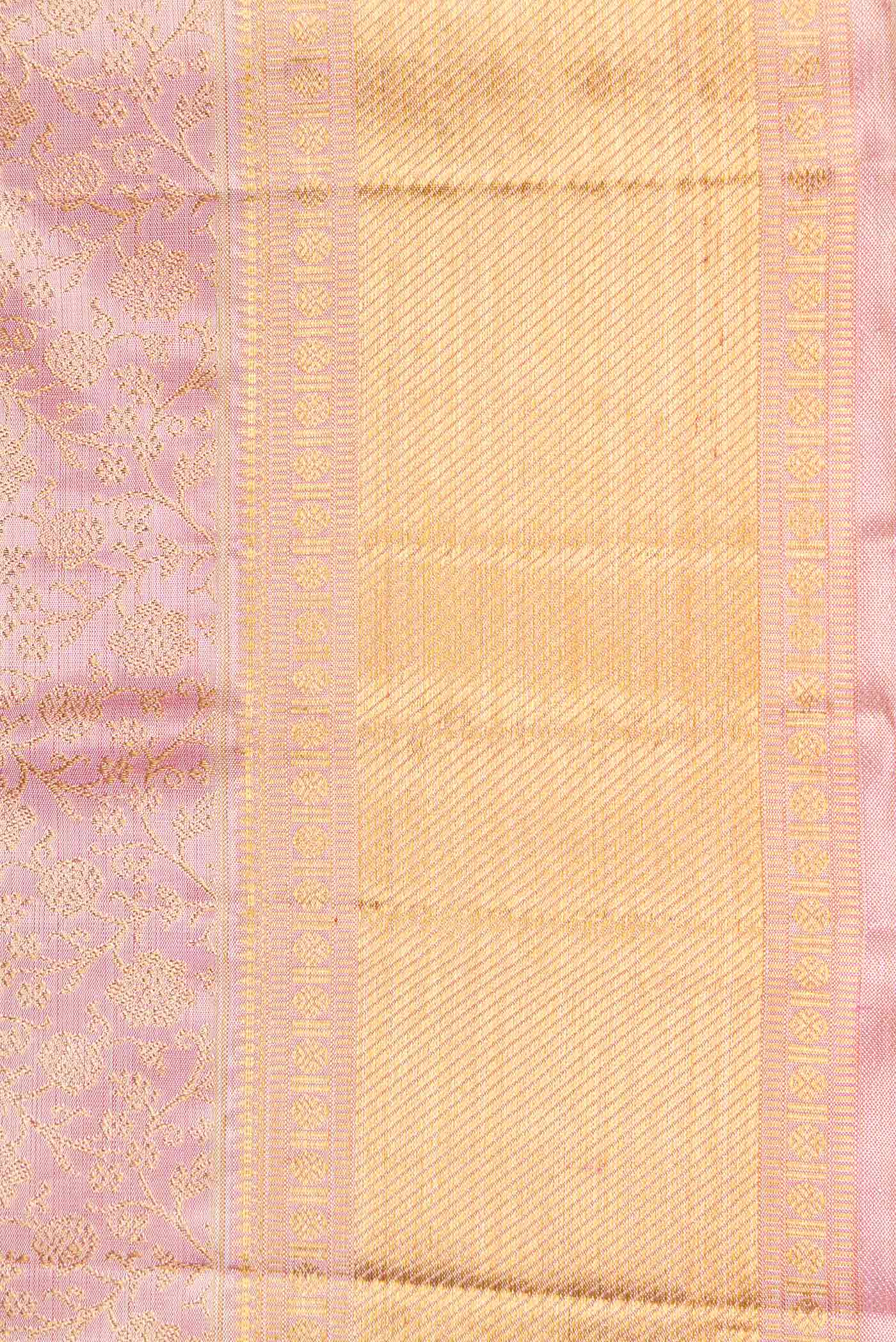 Pure Silk Pure Zari Pink Dual Tone Kanjivaram Saree - Image 3