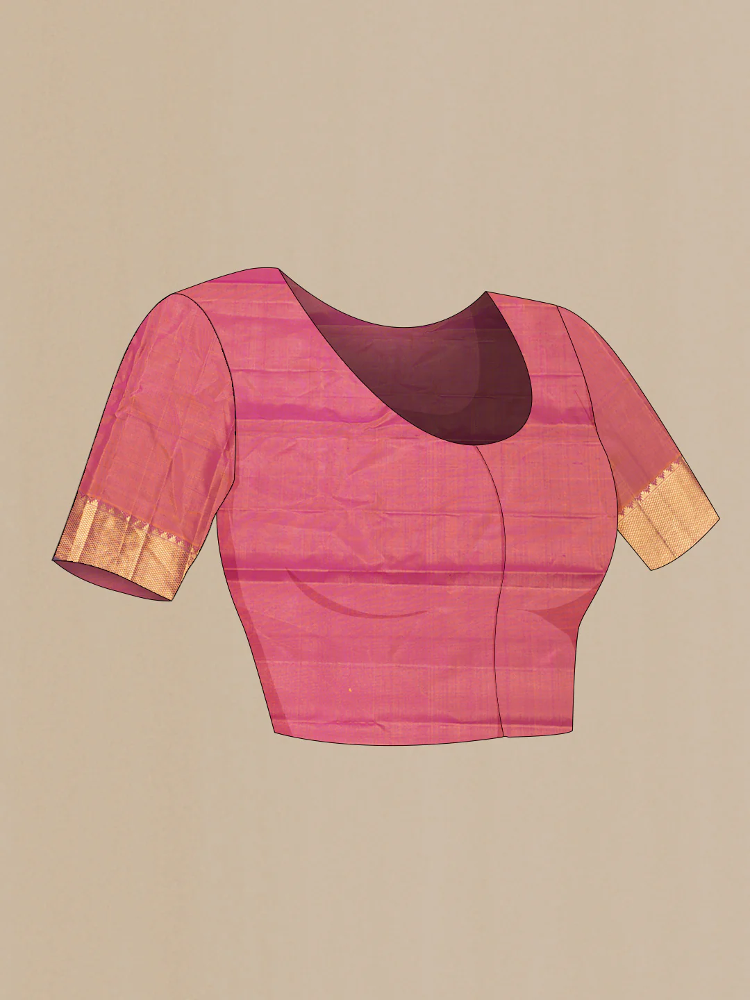 Pure Silk Pure Zari Pink Dual Tone Kanchipuram Saree - Image 5