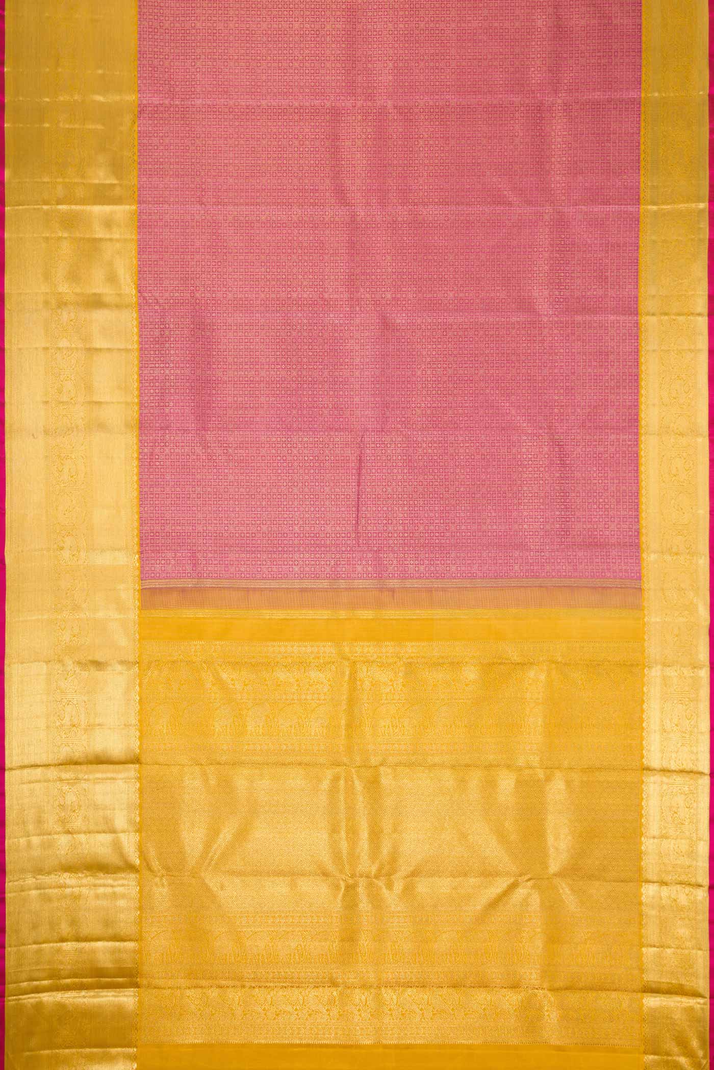 Pure Silk Pure Zari Pink Dual Tone Kanjivaram Saree - Image 6