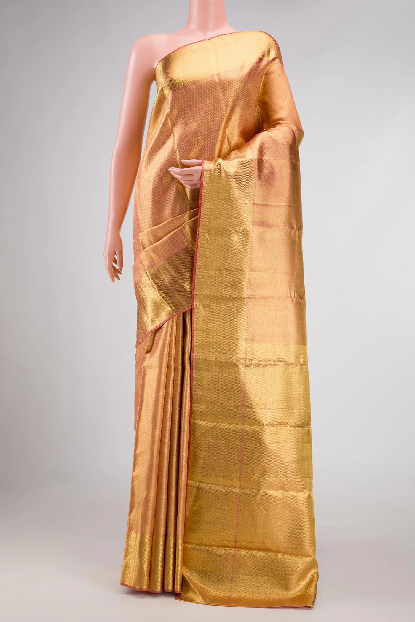 Pure Silk Pure Zari Pink Dual Tone Kanjivaram Saree