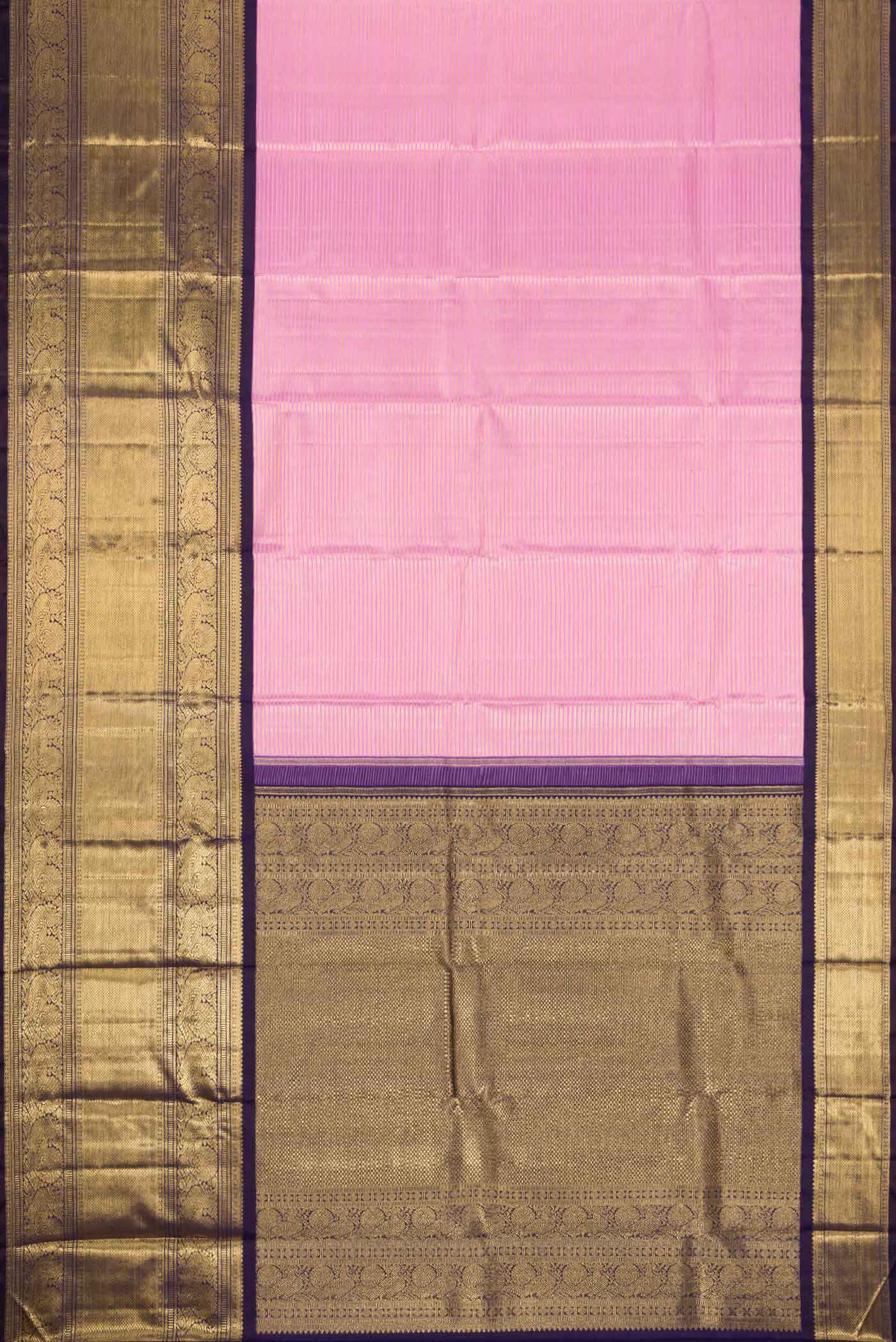 Pure Silk Pure Zari Pink Dual Tone Kanjivaram Saree - Image 7