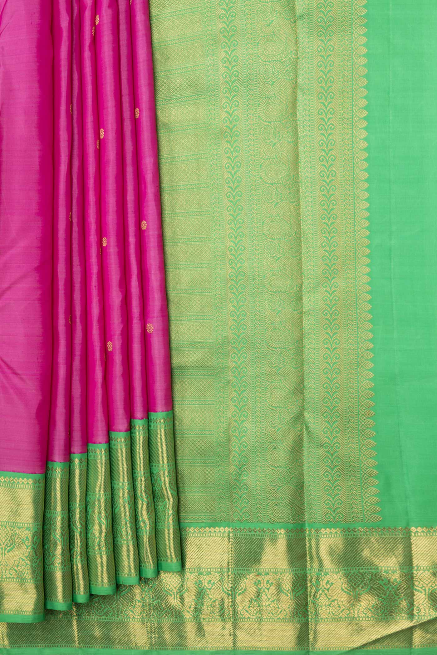 Pure Silk Pure Zari Pink Dual Tone Kanjivaram Saree - Image 4