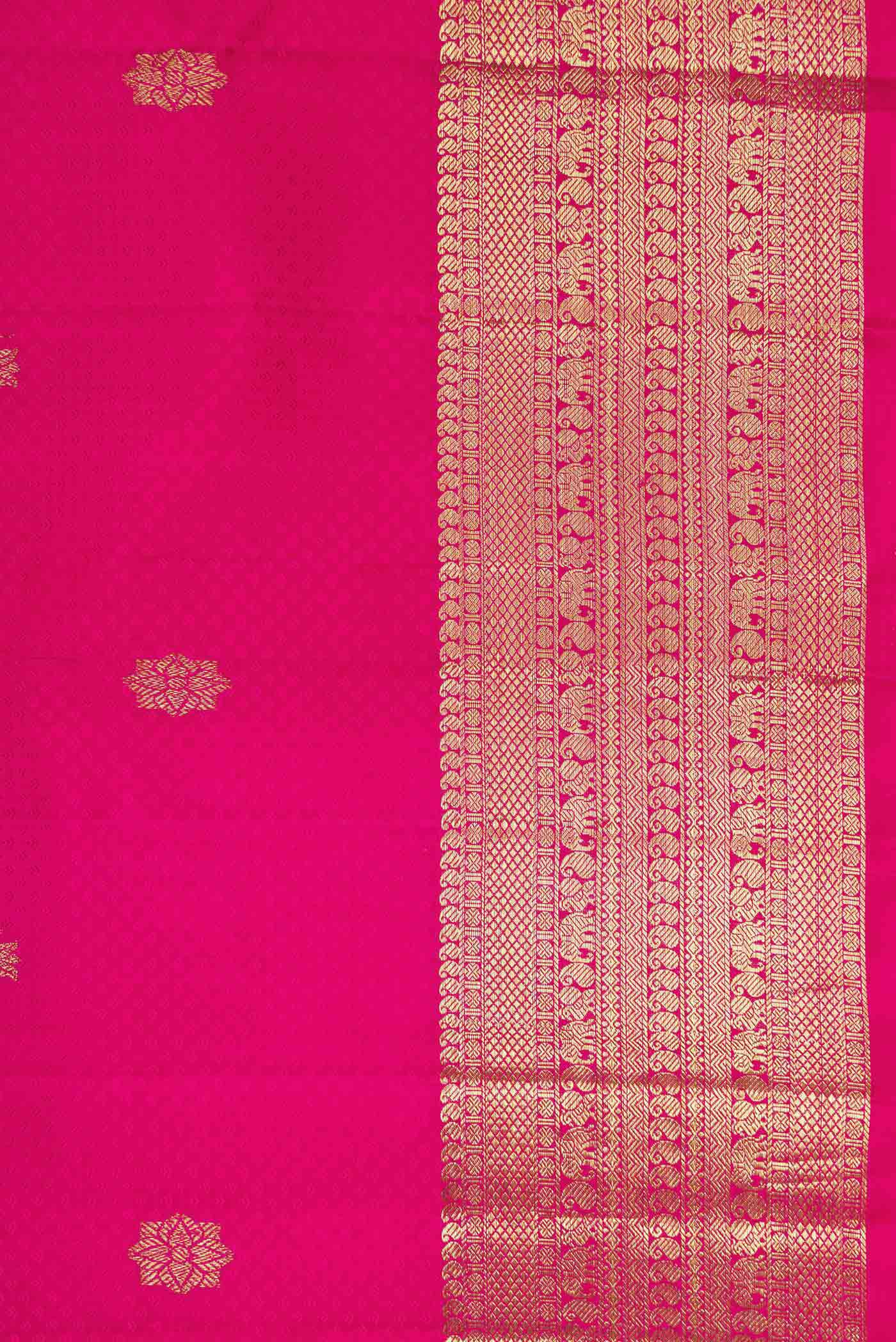 Pure Silk Pure Zari Pink Dual Tone Kanchipuram Saree - Image 3