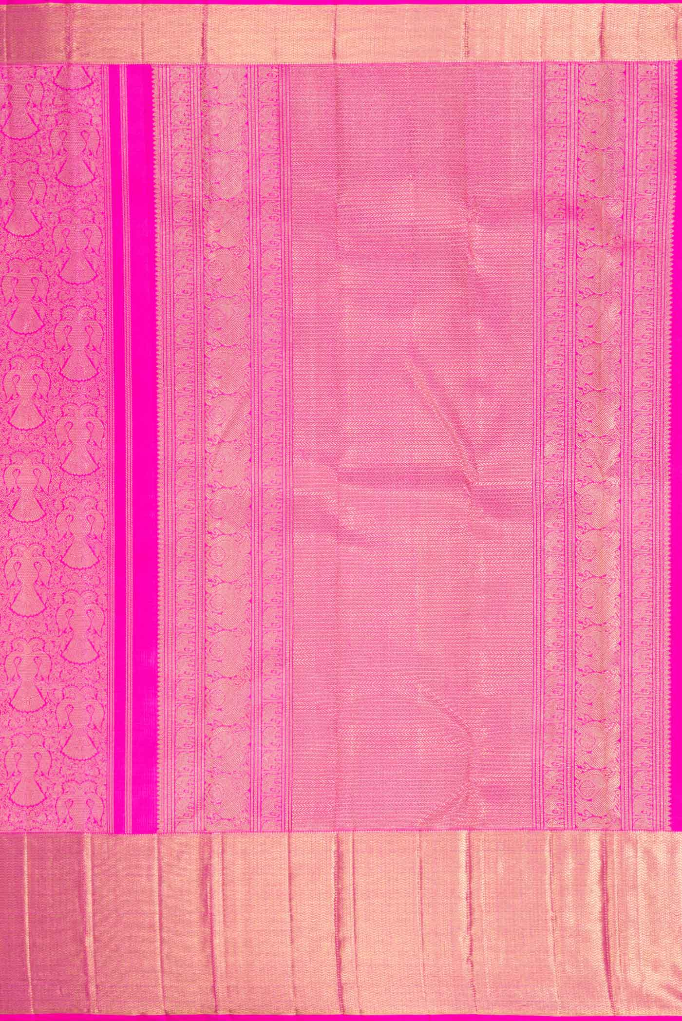 Pure Silk Pure Zari Pink Dual Tone Kanjivaram Saree - Image 7