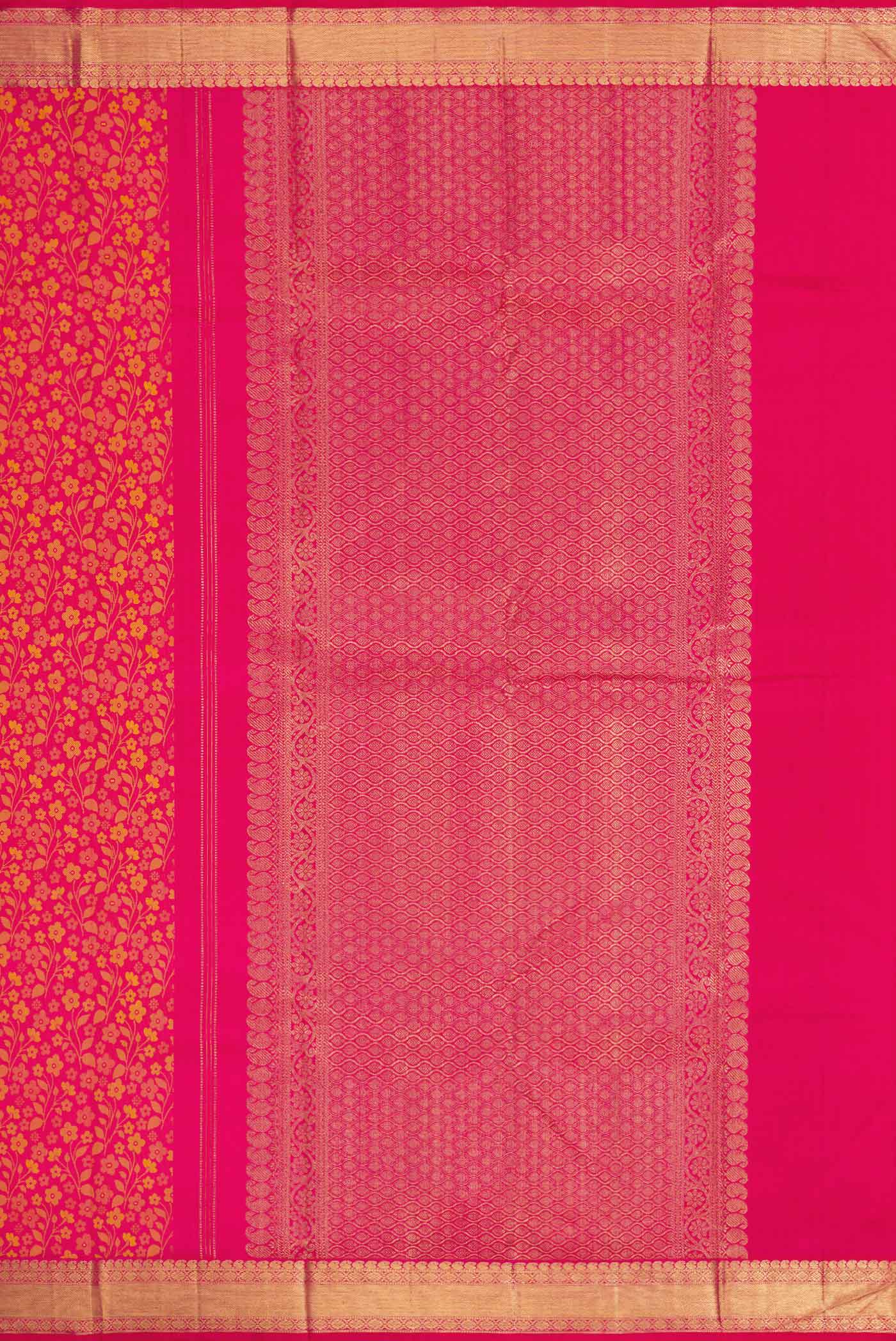 Pure Silk Pure Zari Pink Kanjivaram Saree - Image 7