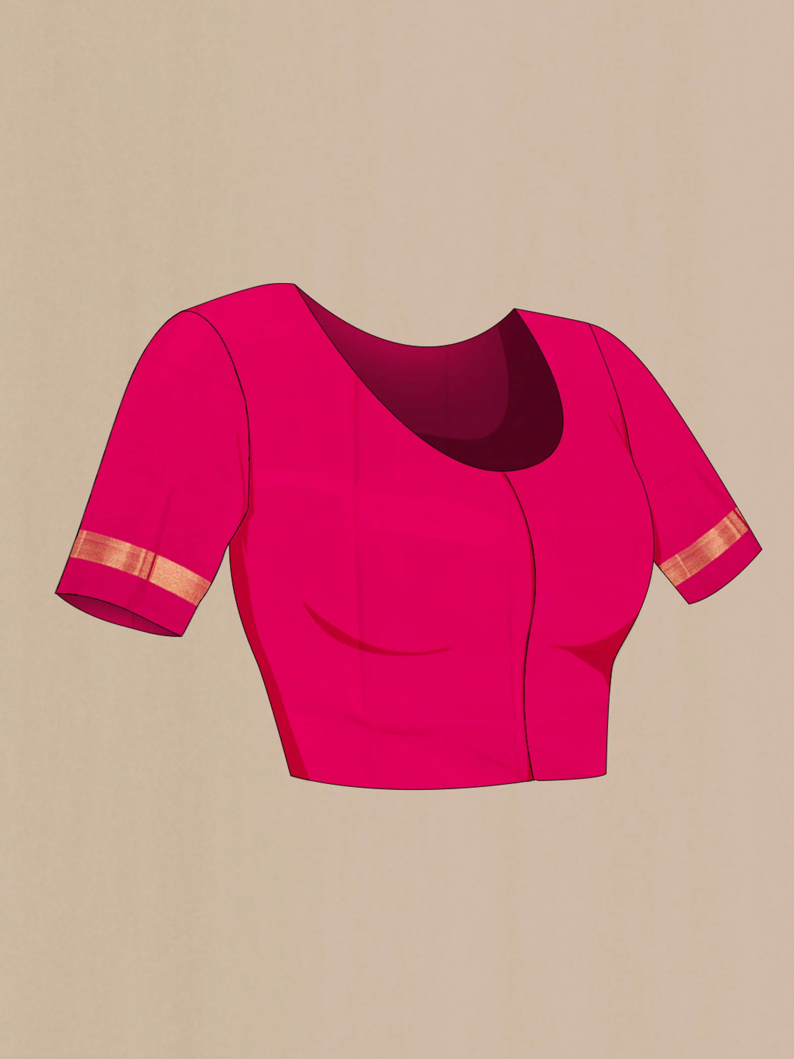 Pure Silk Pure Zari Pink Kanchipuram Saree - Image 4