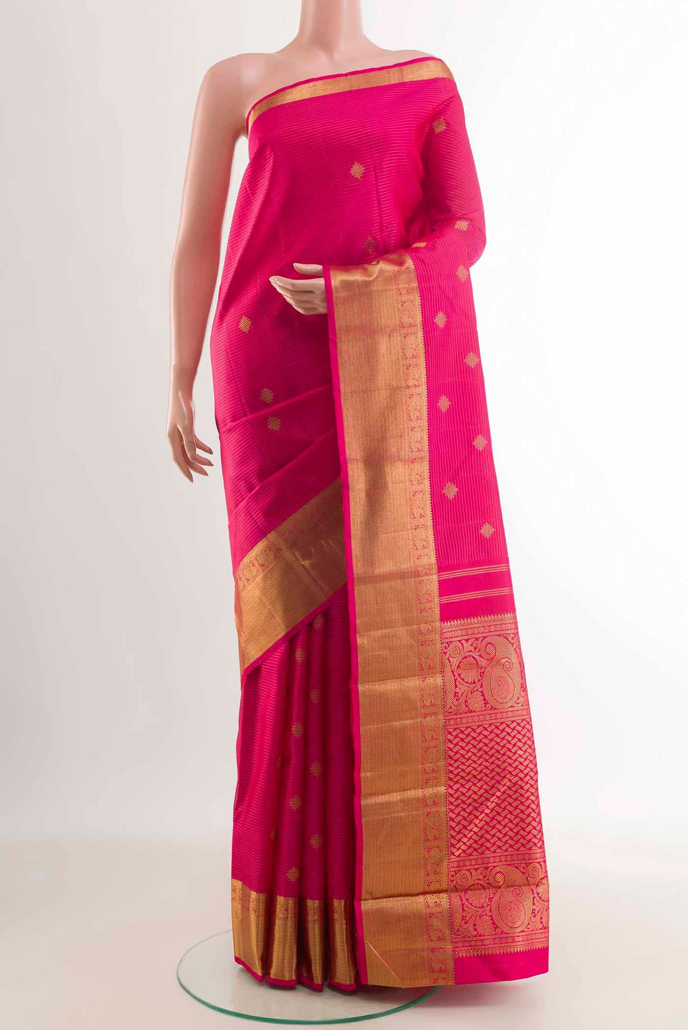 Pure Silk Pure Zari Pink Kanchipuram Saree