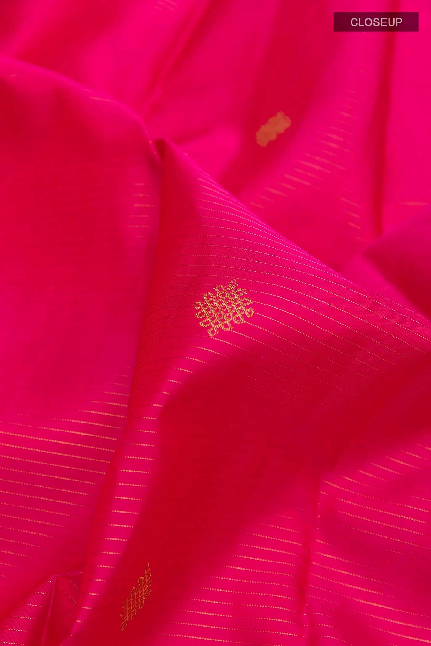 Pure Silk Pure Zari Pink Kanchipuram Saree - Image 2