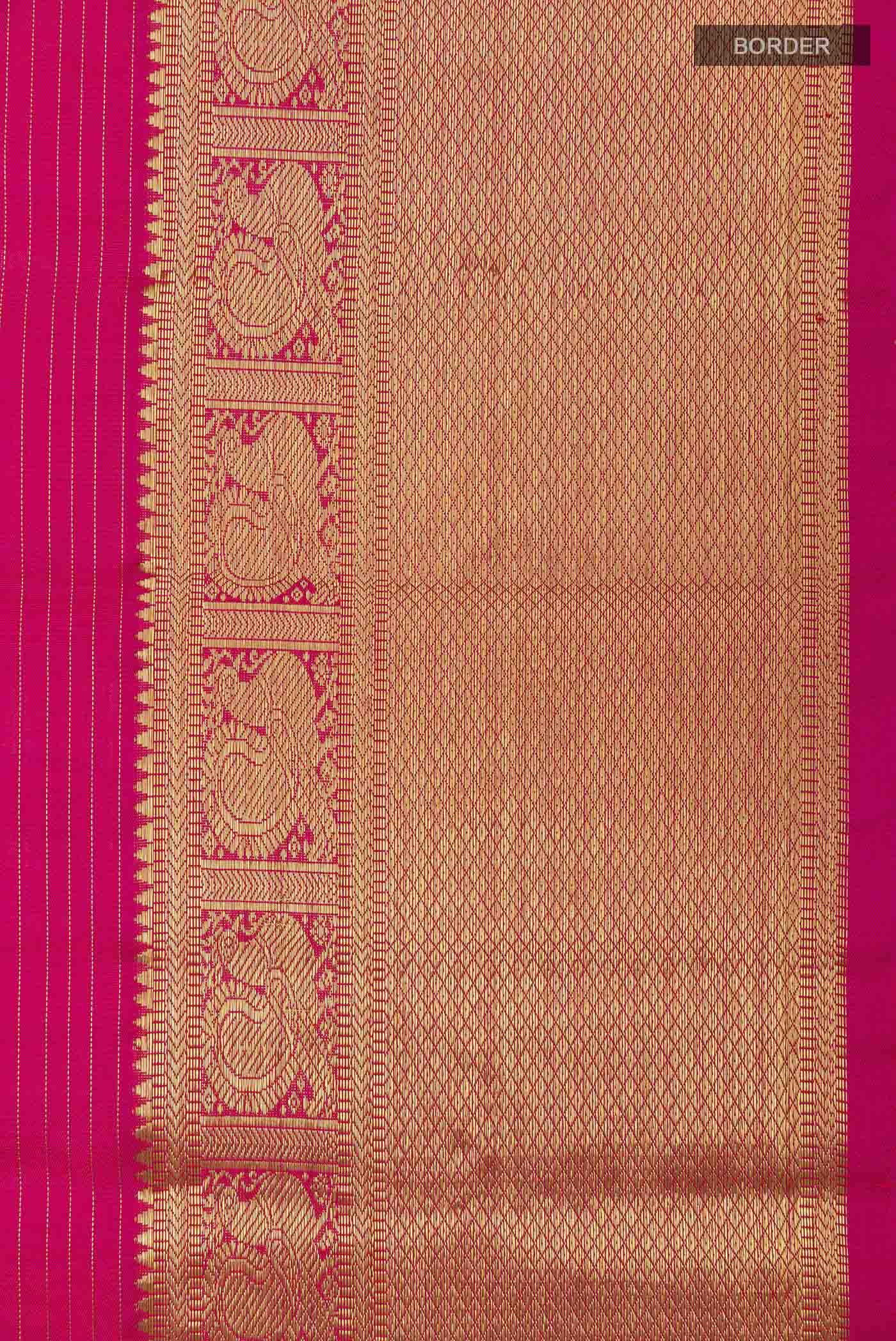 Pure Silk Pure Zari Pink Kanchipuram Saree - Image 3