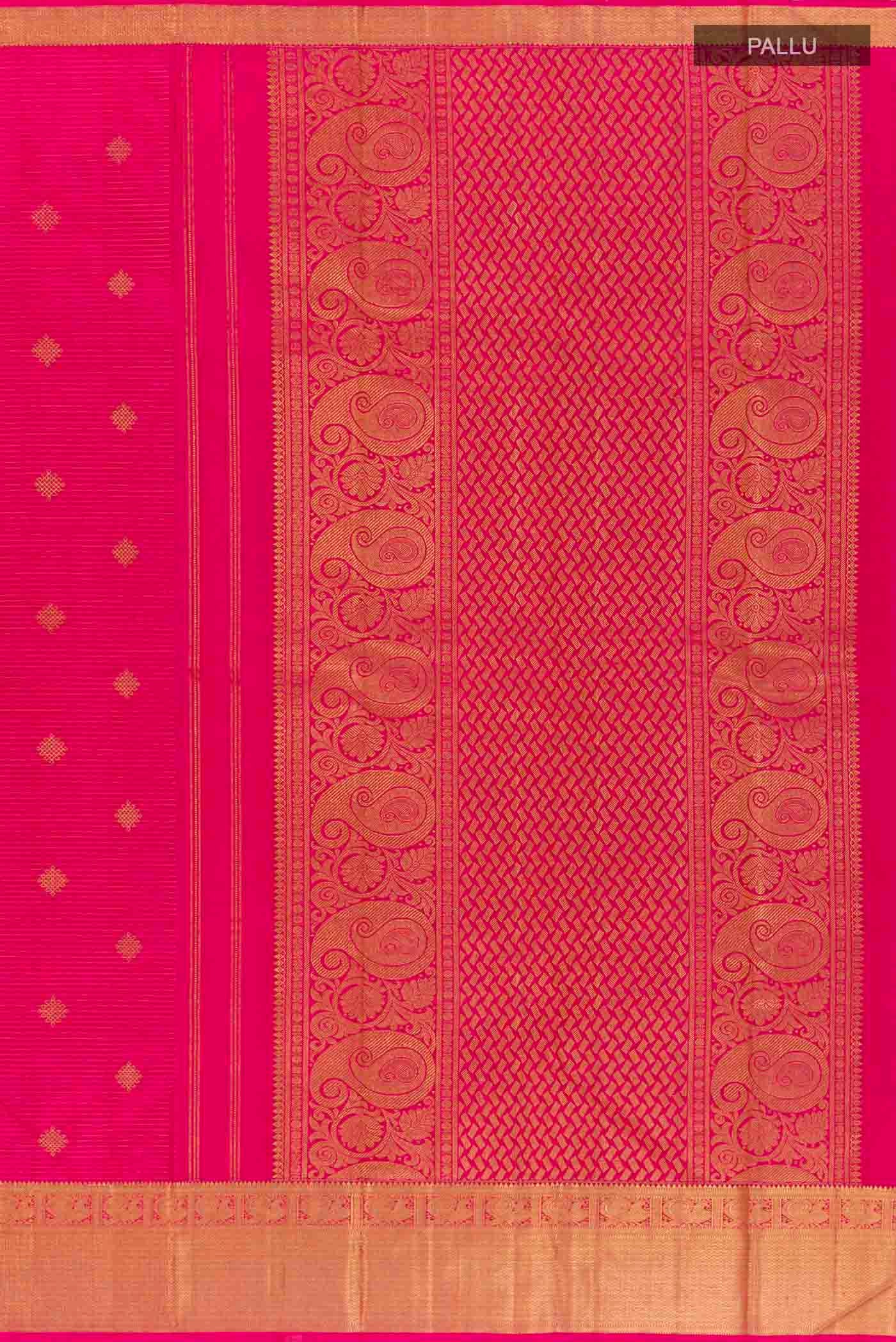 Pure Silk Pure Zari Pink Kanchipuram Saree - Image 7