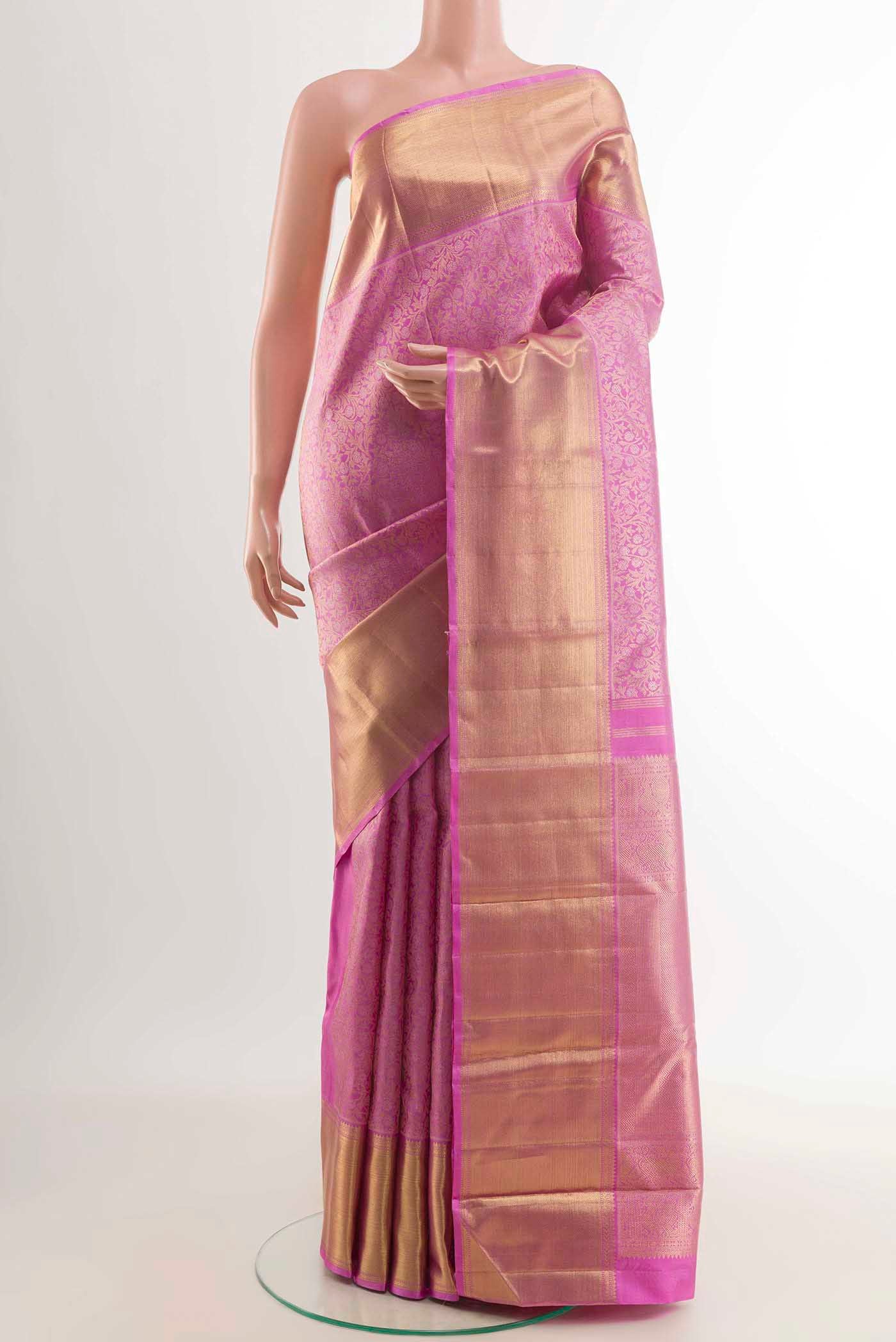 Pure Silk Pure Zari Pink Kanjivaram Saree