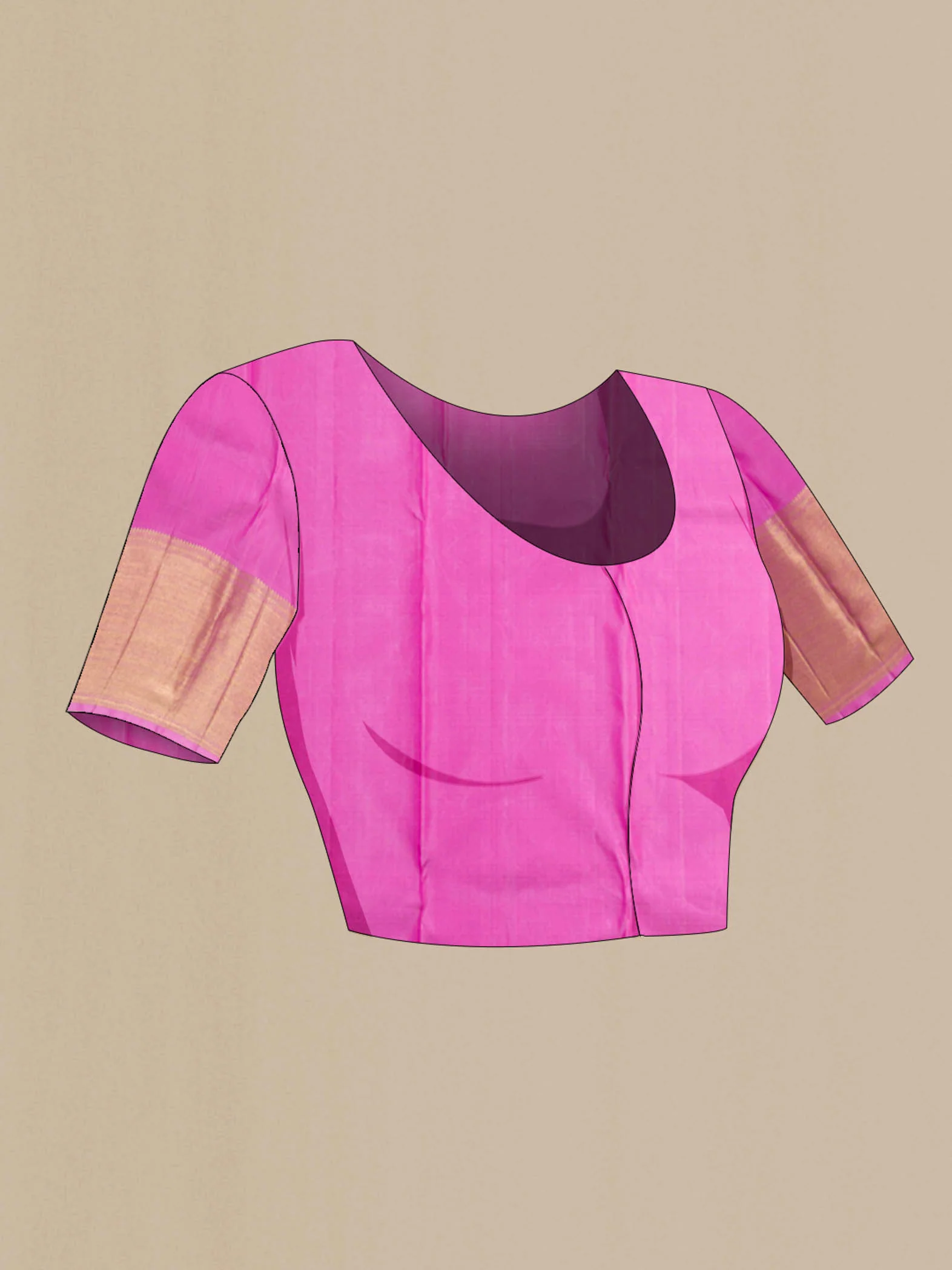 Pure Silk Pure Zari Pink Kanjivaram Saree - Image 5