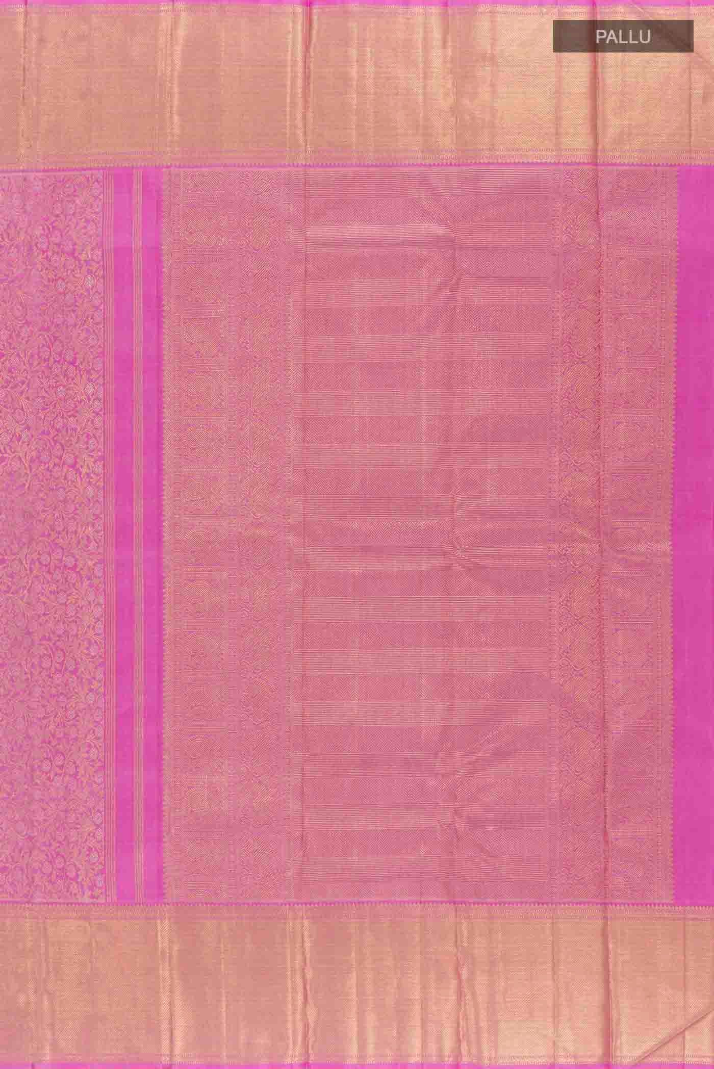 Pure Silk Pure Zari Pink Kanjivaram Saree - Image 7