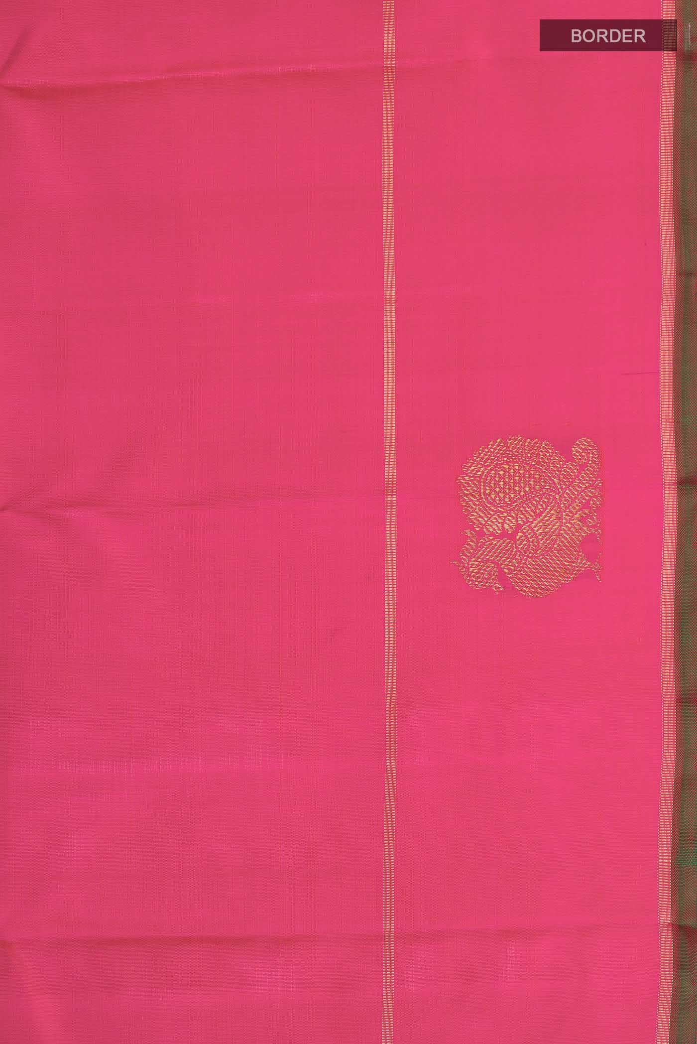 Pure Silk Pure Zari Pink Kanjivaram Saree - Image 3