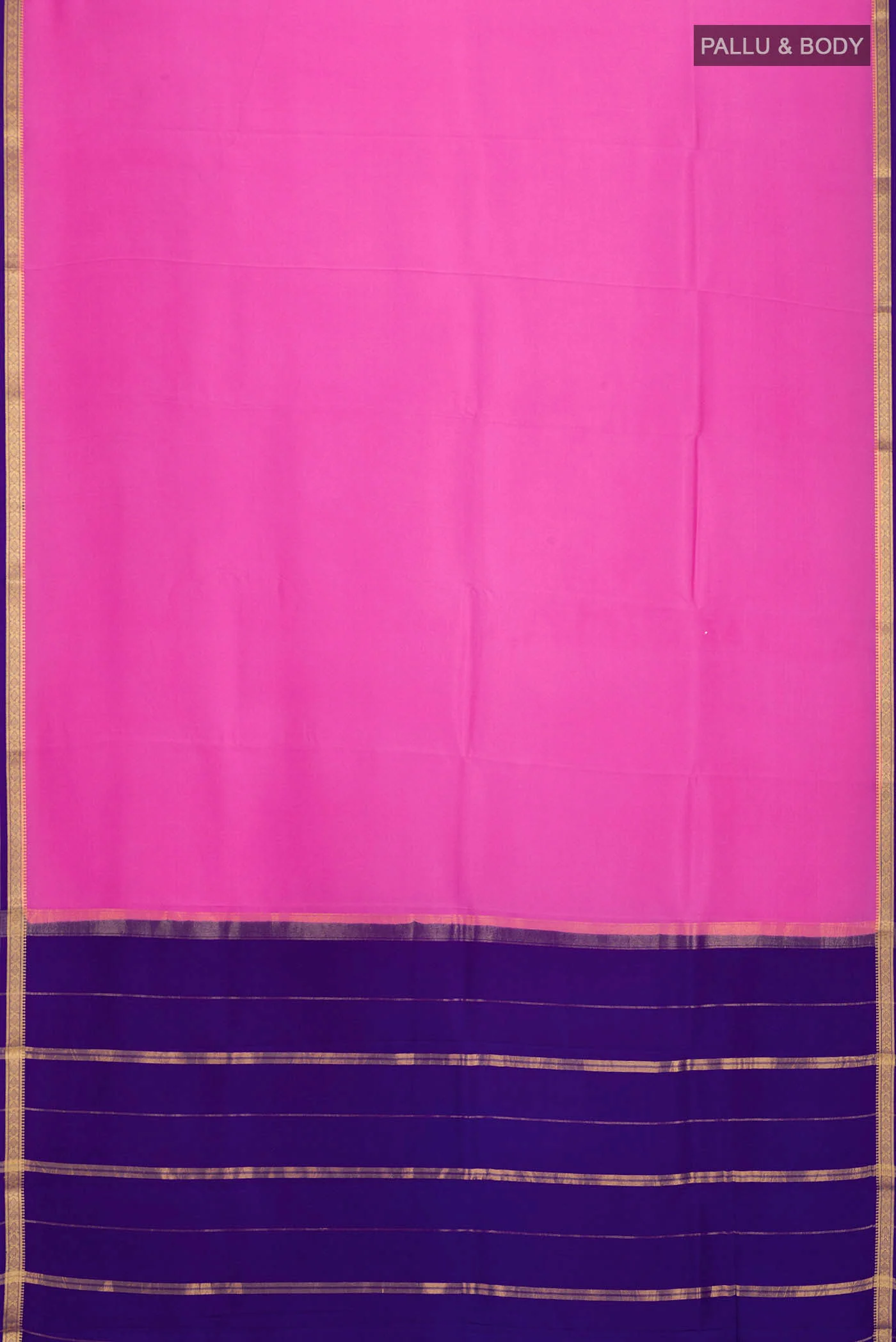 Pure Silk Pure Zari Pink Mysore Crepe Saree - Image 6