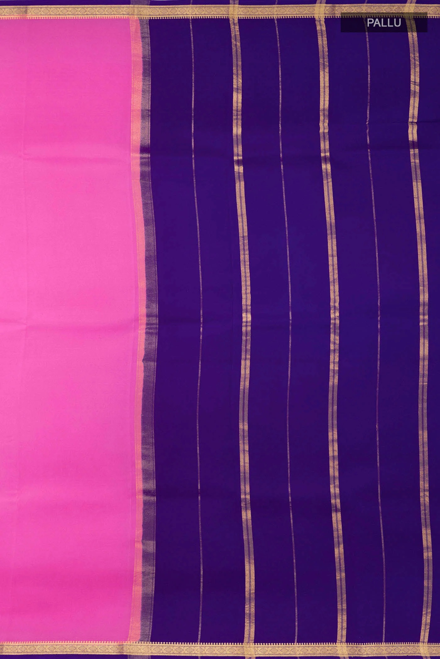 Pure Silk Pure Zari Pink Mysore Crepe Saree - Image 7