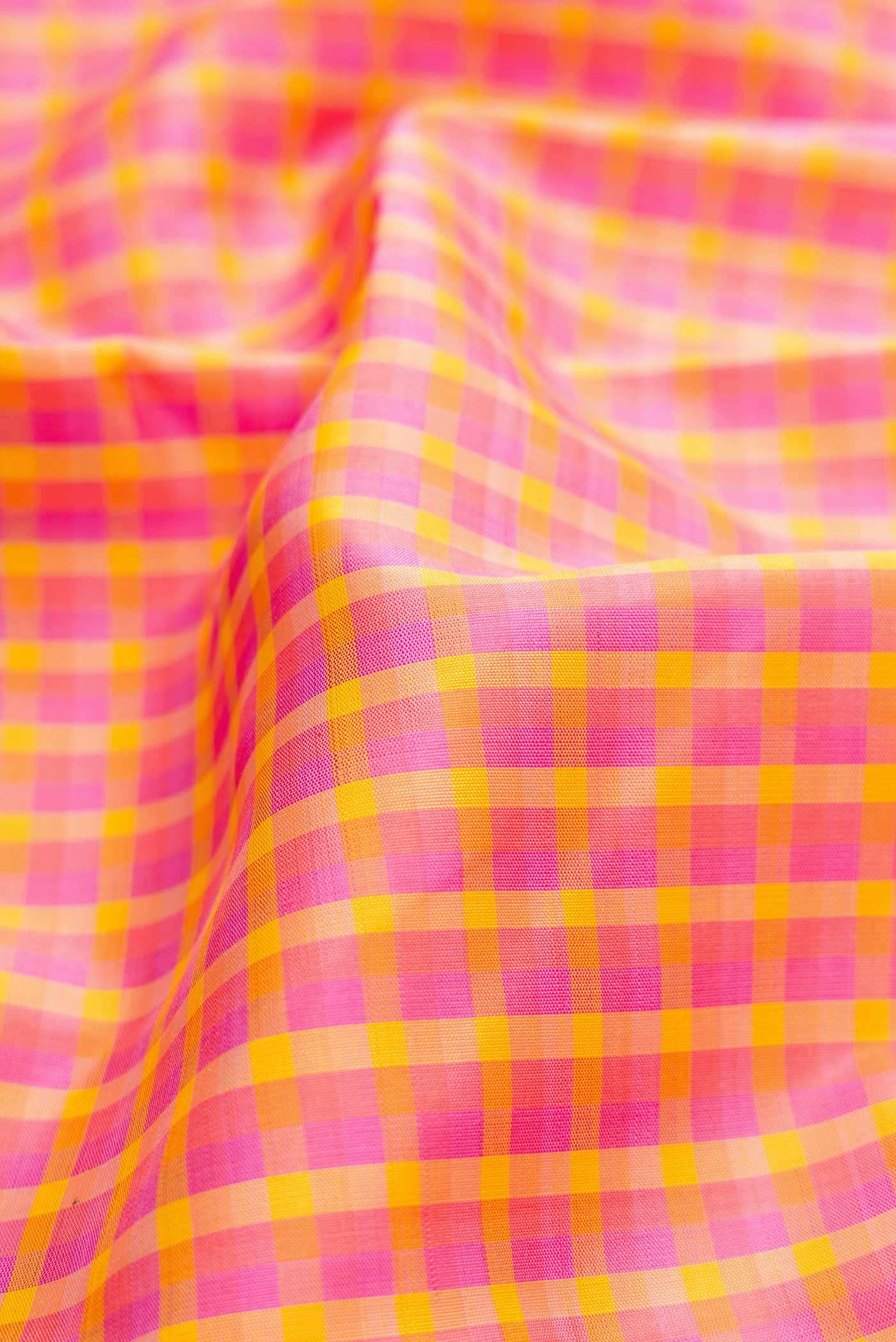 Pure Silk Pure Zari Pink, Purple and Yellow Color Kanjivaram Saree - Image 2