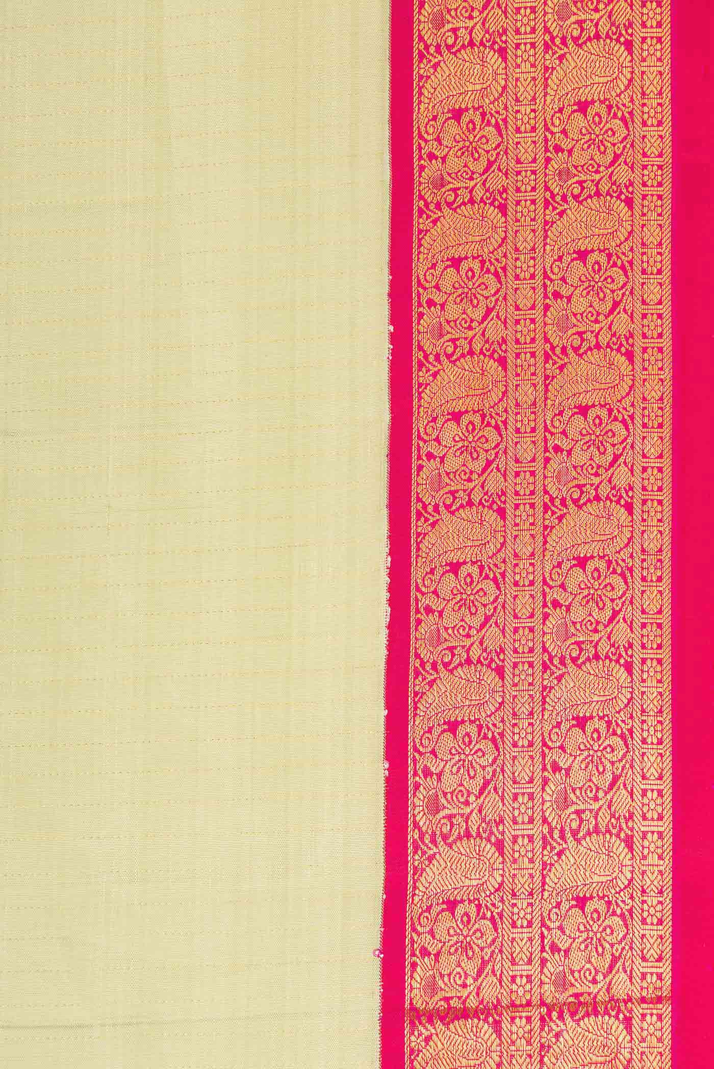 Pure Silk Pure Zari Pista Green Dual Tone Kanjivaram Saree - Image 3
